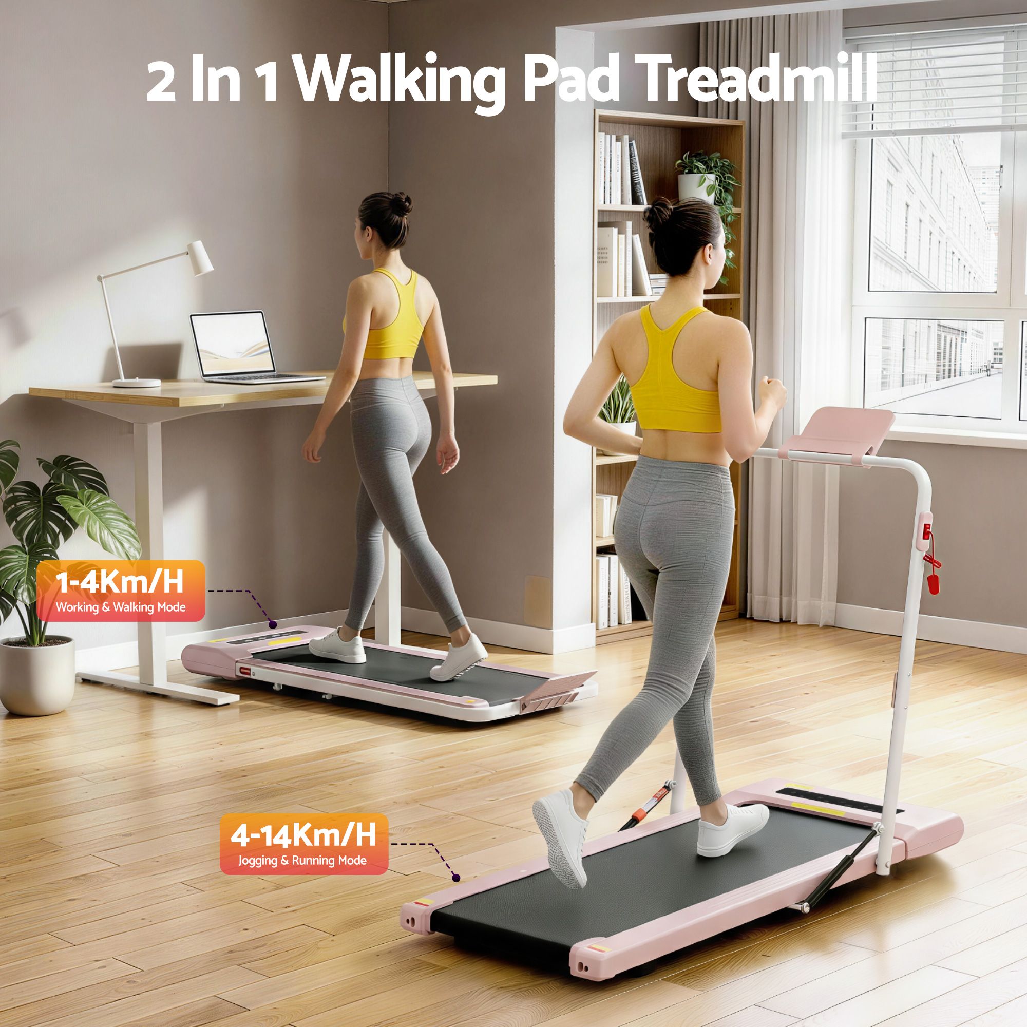 Everfit 2 in 1 Treadmill Electric Walking Pad Under Desk Home Gym Fitness 400mm