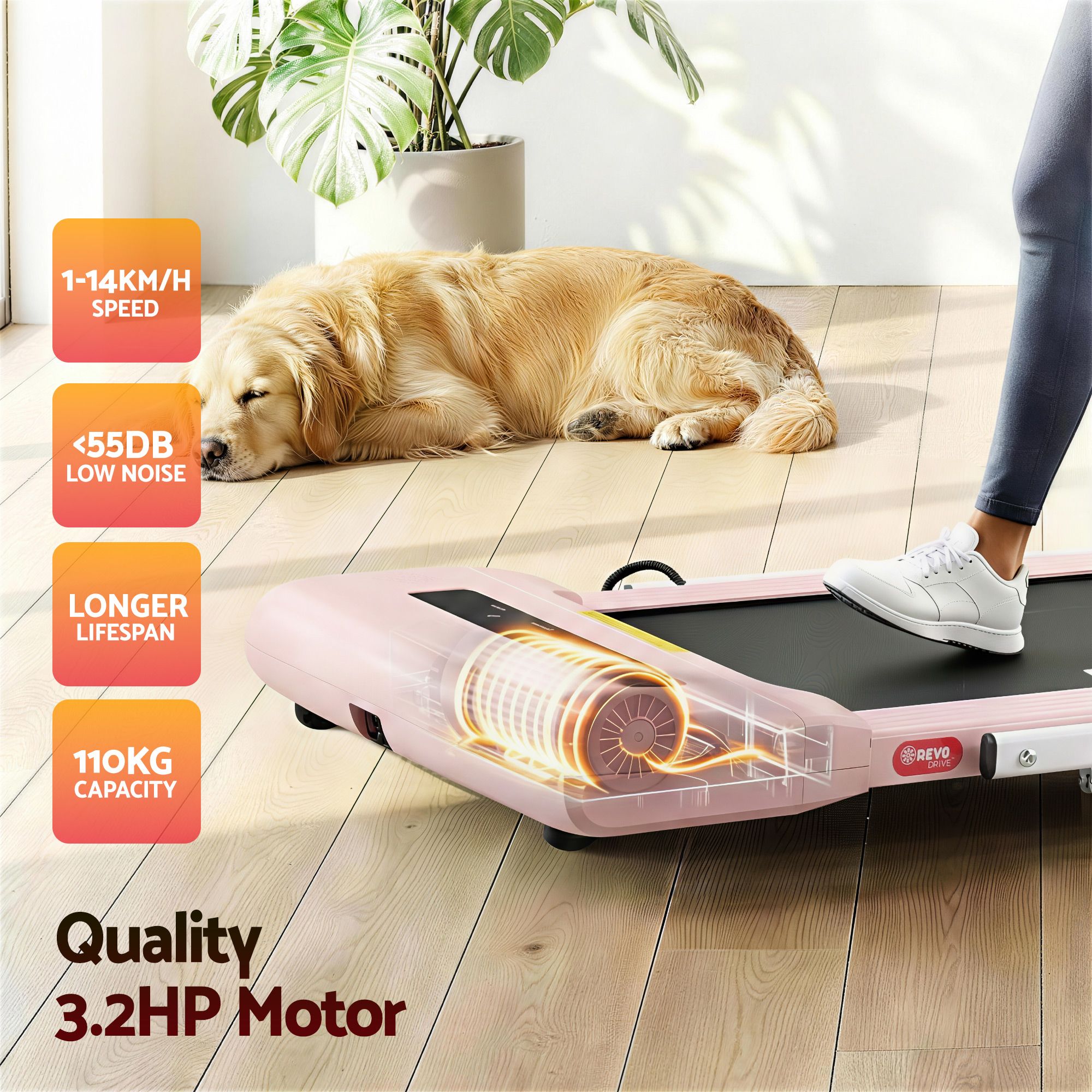 Everfit 2 in 1 Treadmill Electric Walking Pad Under Desk Home Gym Fitness 400mm