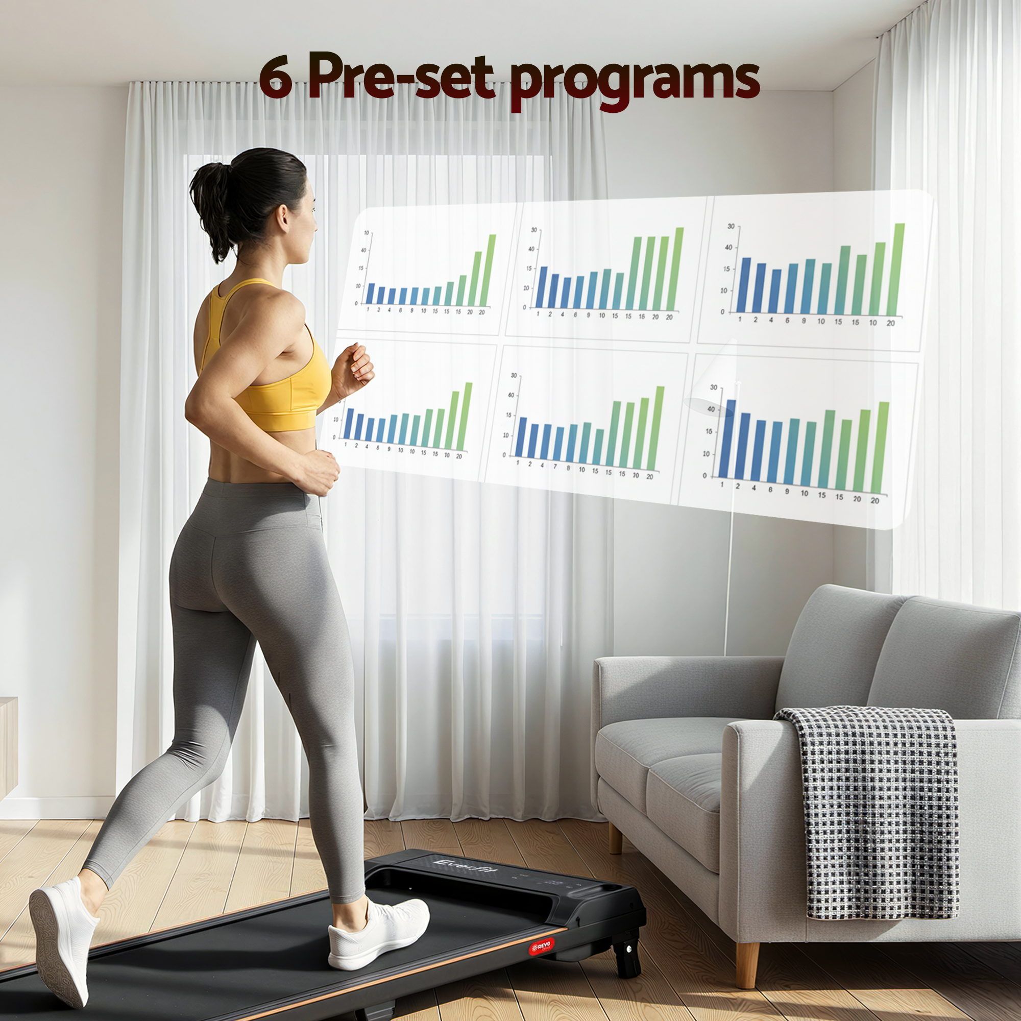Everfit 3 in 1 Walking Pad Treadmill 12% Incline Under Desk Treadmills for Home