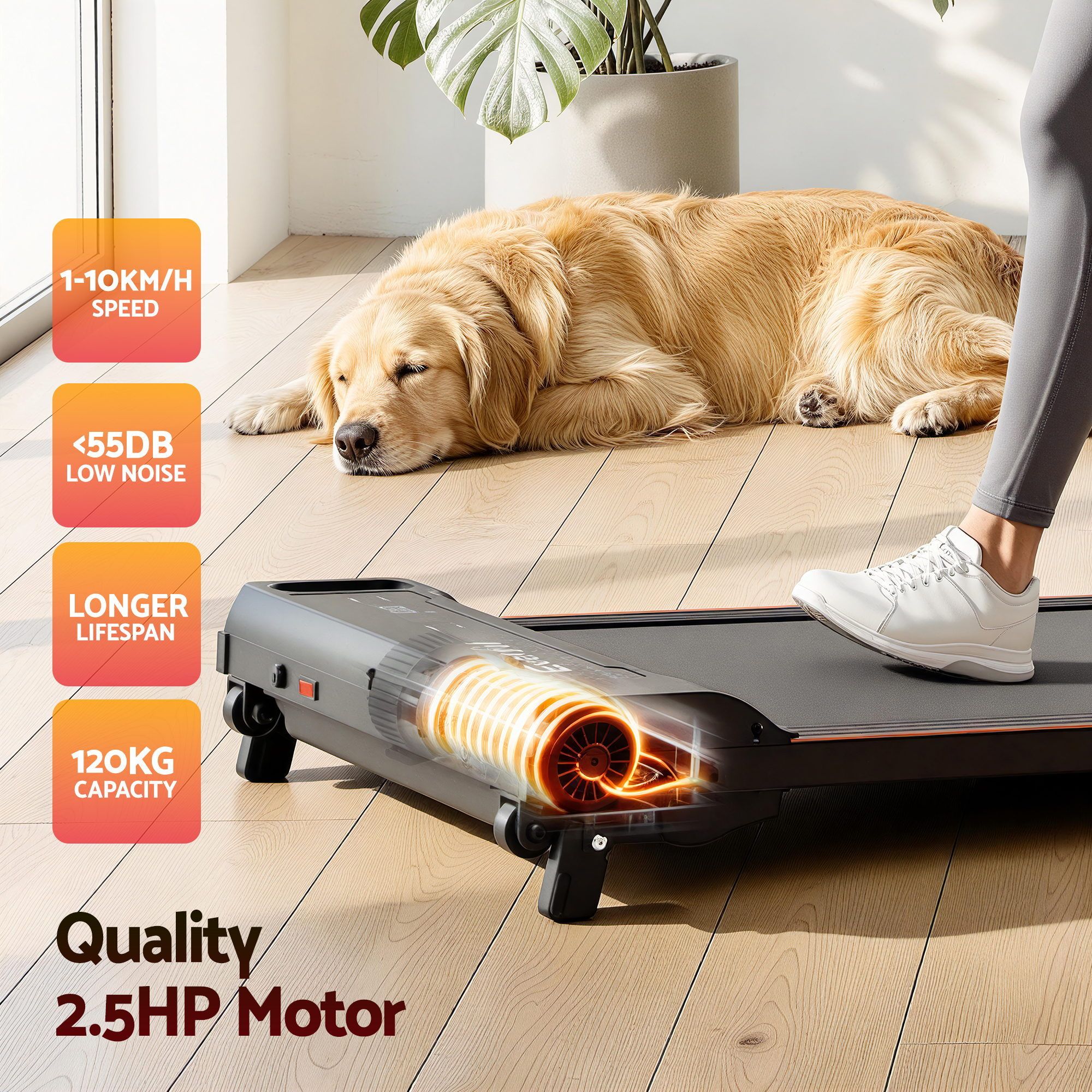 Everfit 3 in 1 Walking Pad Treadmill 12% Incline Under Desk Treadmills for Home