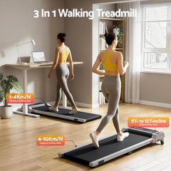 Everfit 3 in 1 Walking Pad Treadmill 12% Incline Under Desk Treadmills for Home