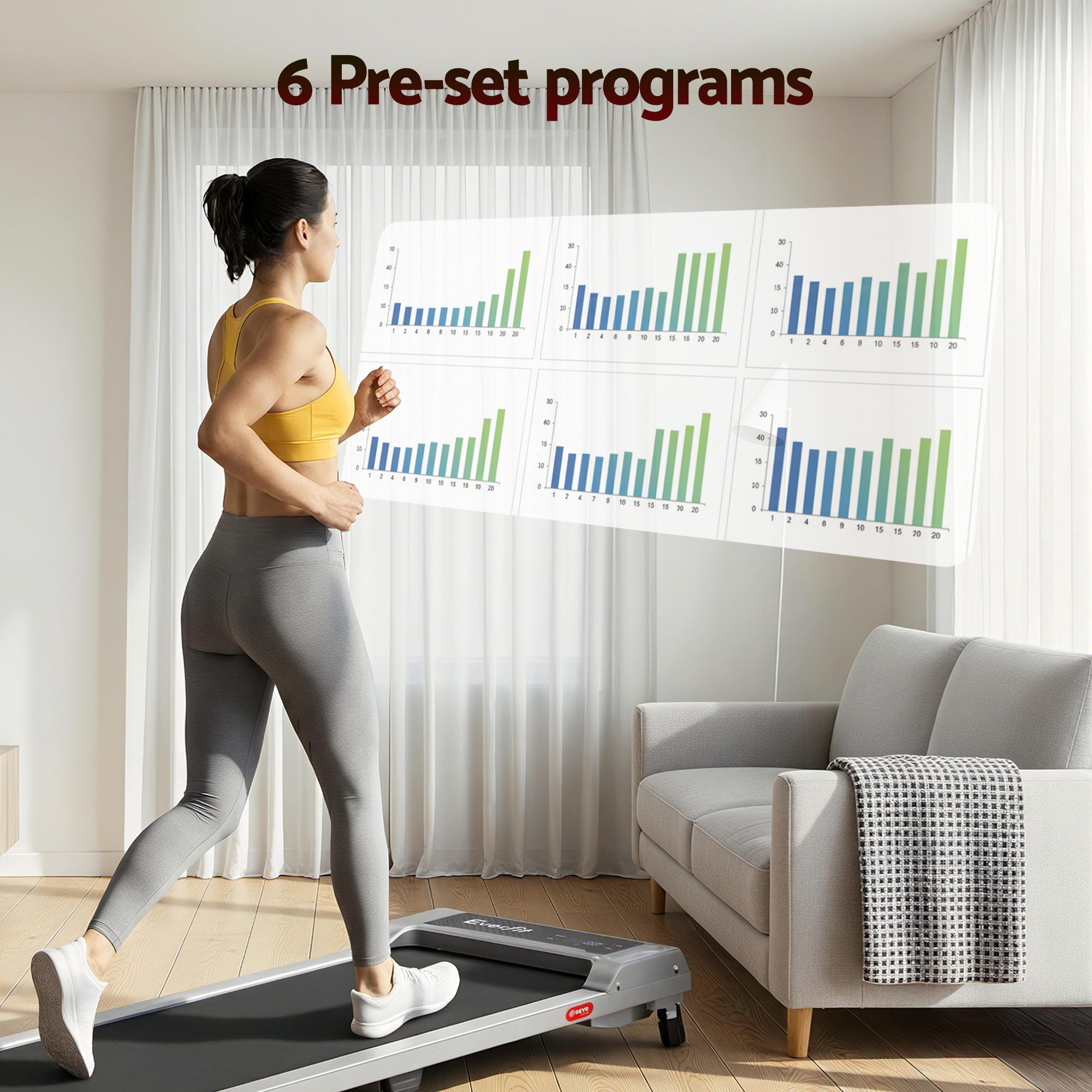 Everfit 3 in 1 Walking Pad Treadmill 12% Incline Under Desk Treadmills for Home