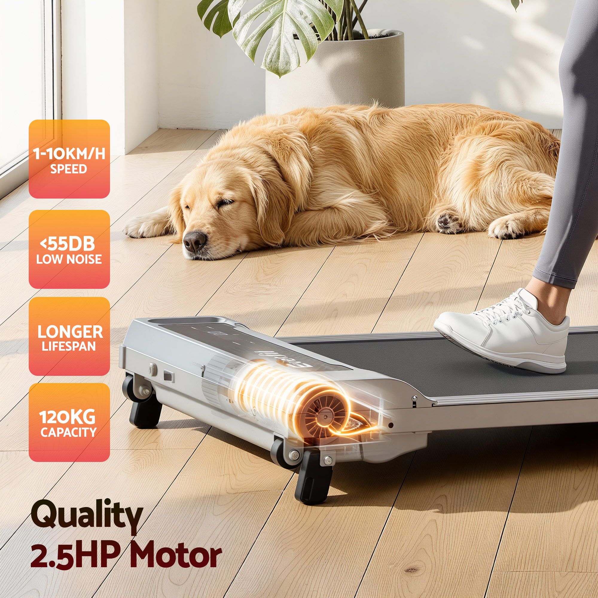 Everfit 3 in 1 Walking Pad Treadmill 12% Incline Under Desk Treadmills for Home