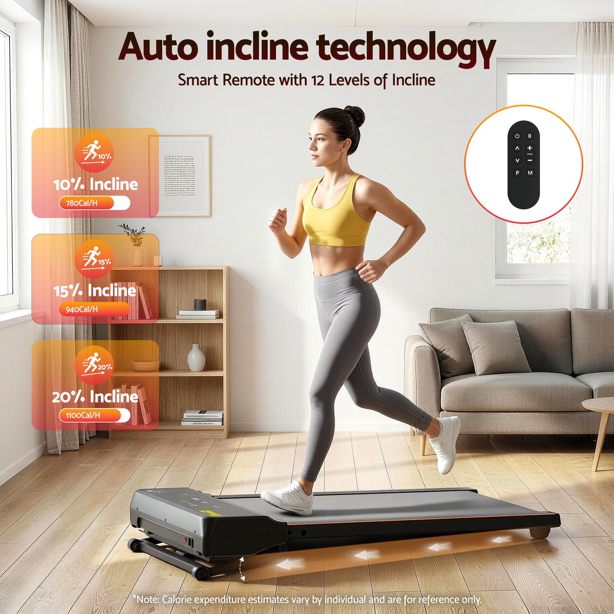 Everfit 3 in 1 Walking Pad Treadmill 20% Auto Incline Under Desk Treadmills for