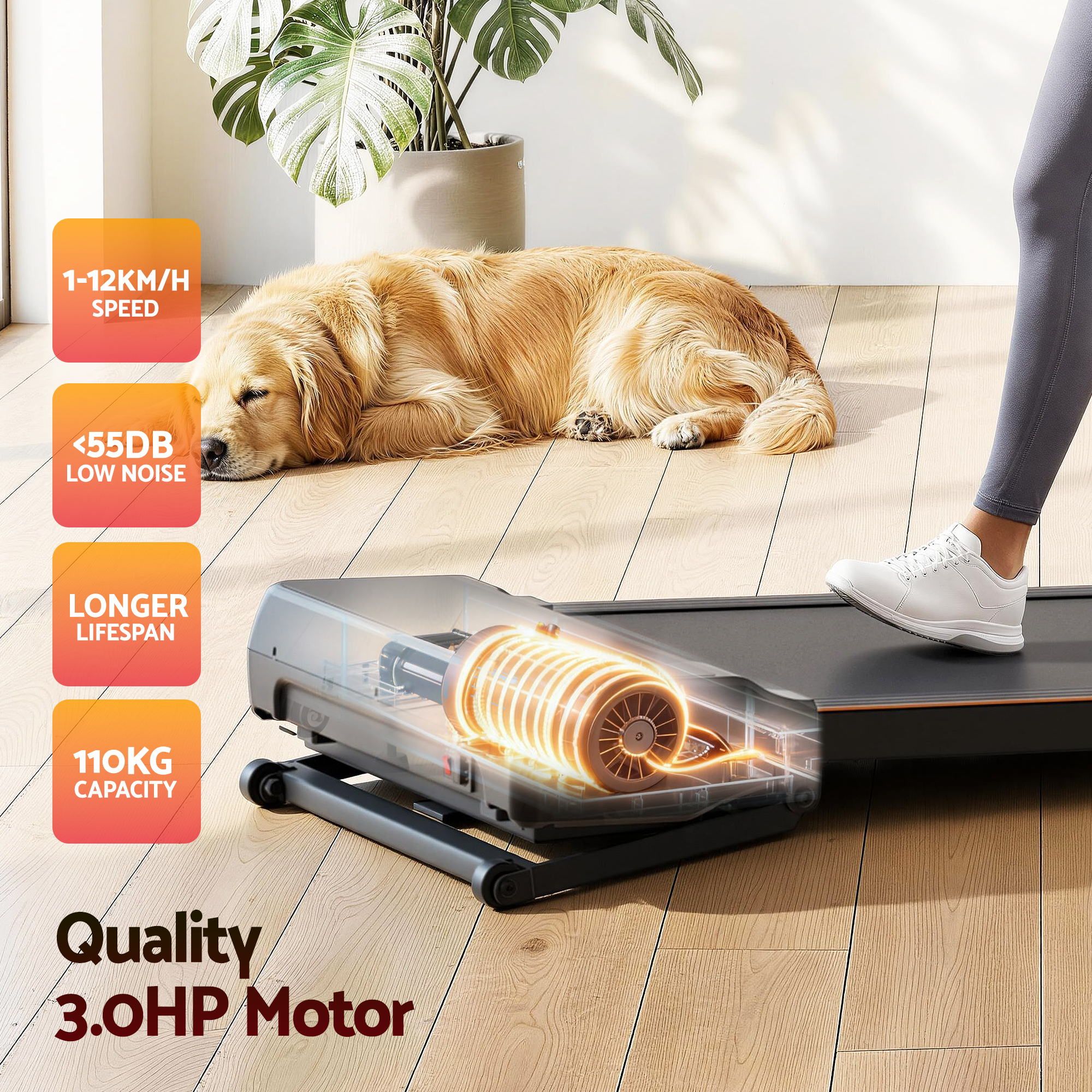 Everfit 3 in 1 Walking Pad Treadmill 20% Auto Incline Under Desk Treadmills for
