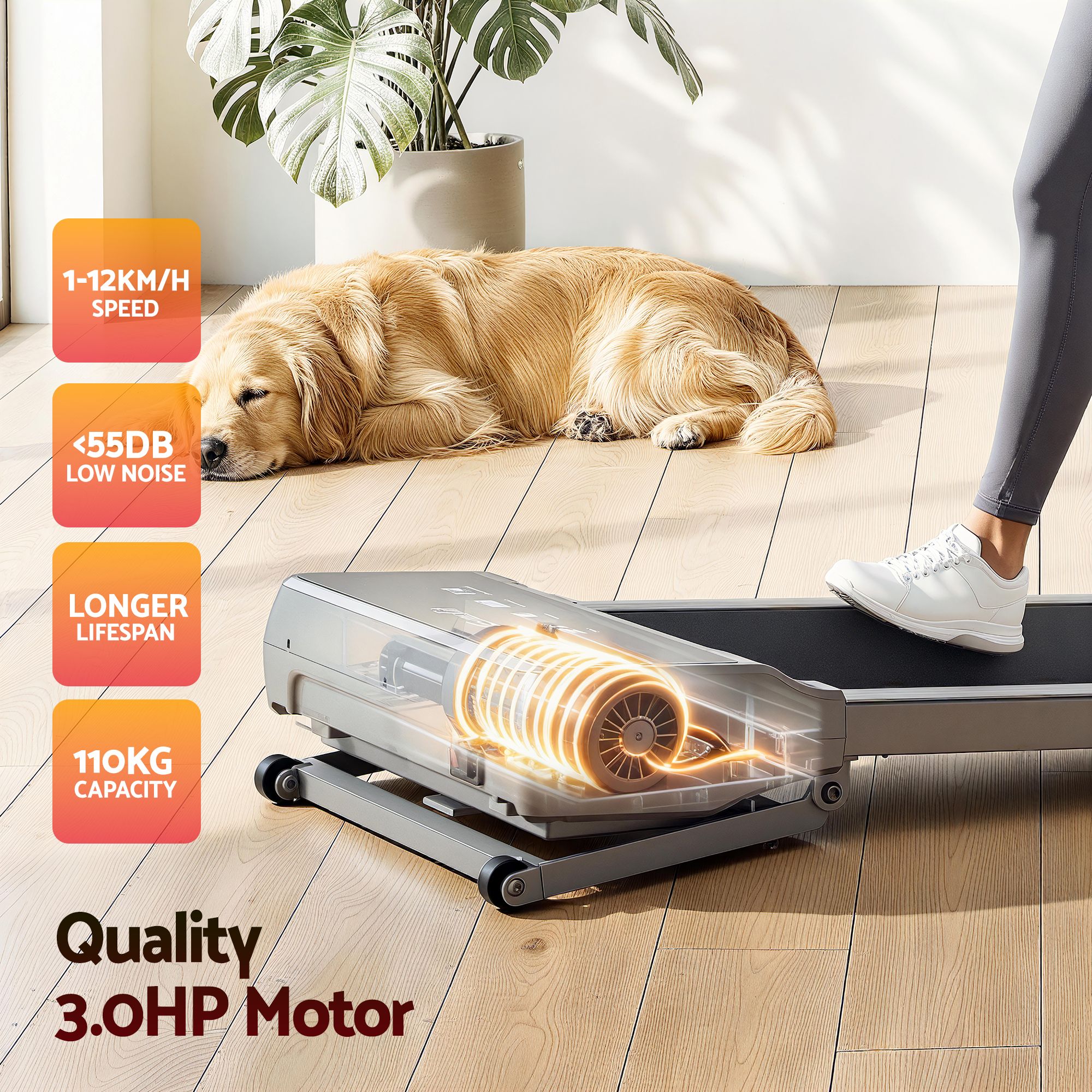 Everfit 3 in 1 Walking Pad Treadmill 20% Auto Incline Under Desk Treadmills for