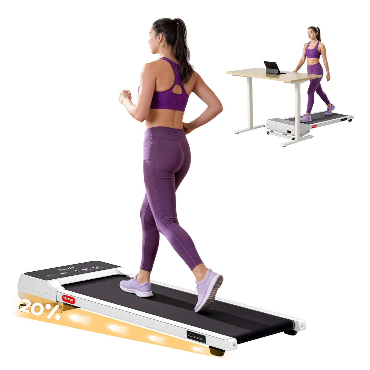 Everfit 3 in 1 Walking Pad Treadmill 20% Auto Incline Under Desk Treadmills for