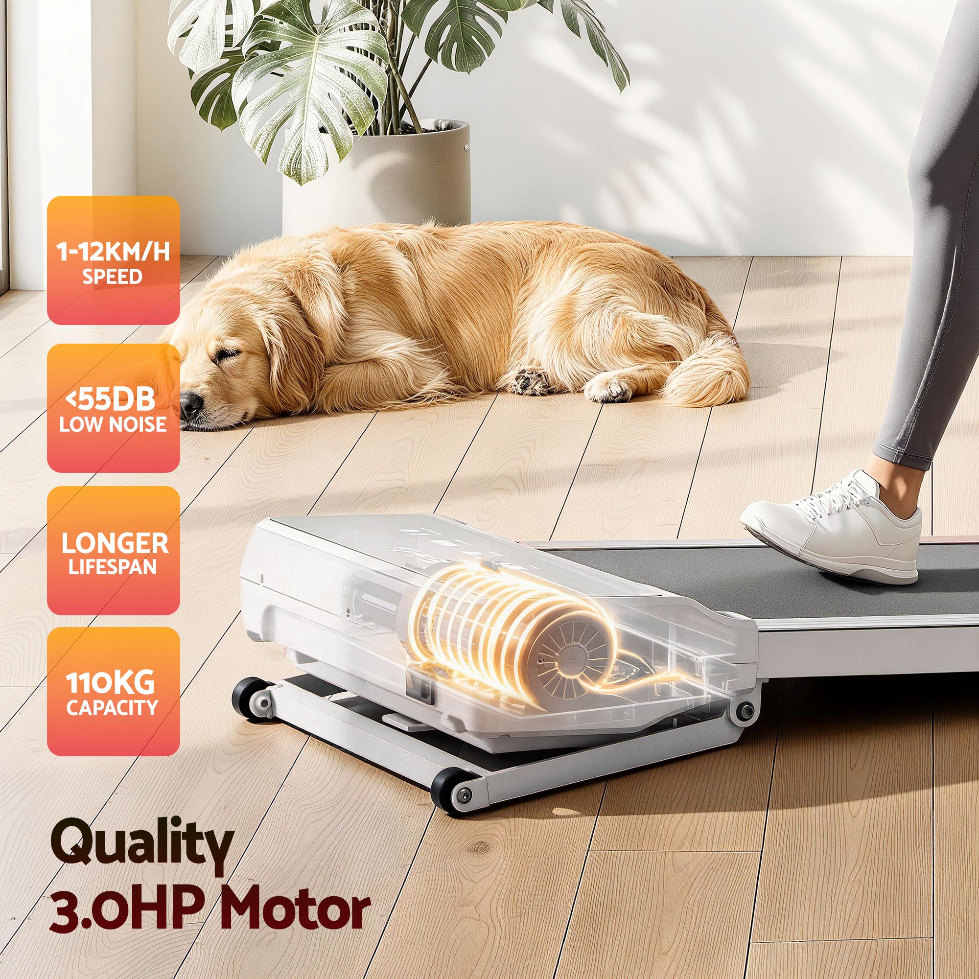 Everfit 3 in 1 Walking Pad Treadmill 20% Auto Incline Under Desk Treadmills for
