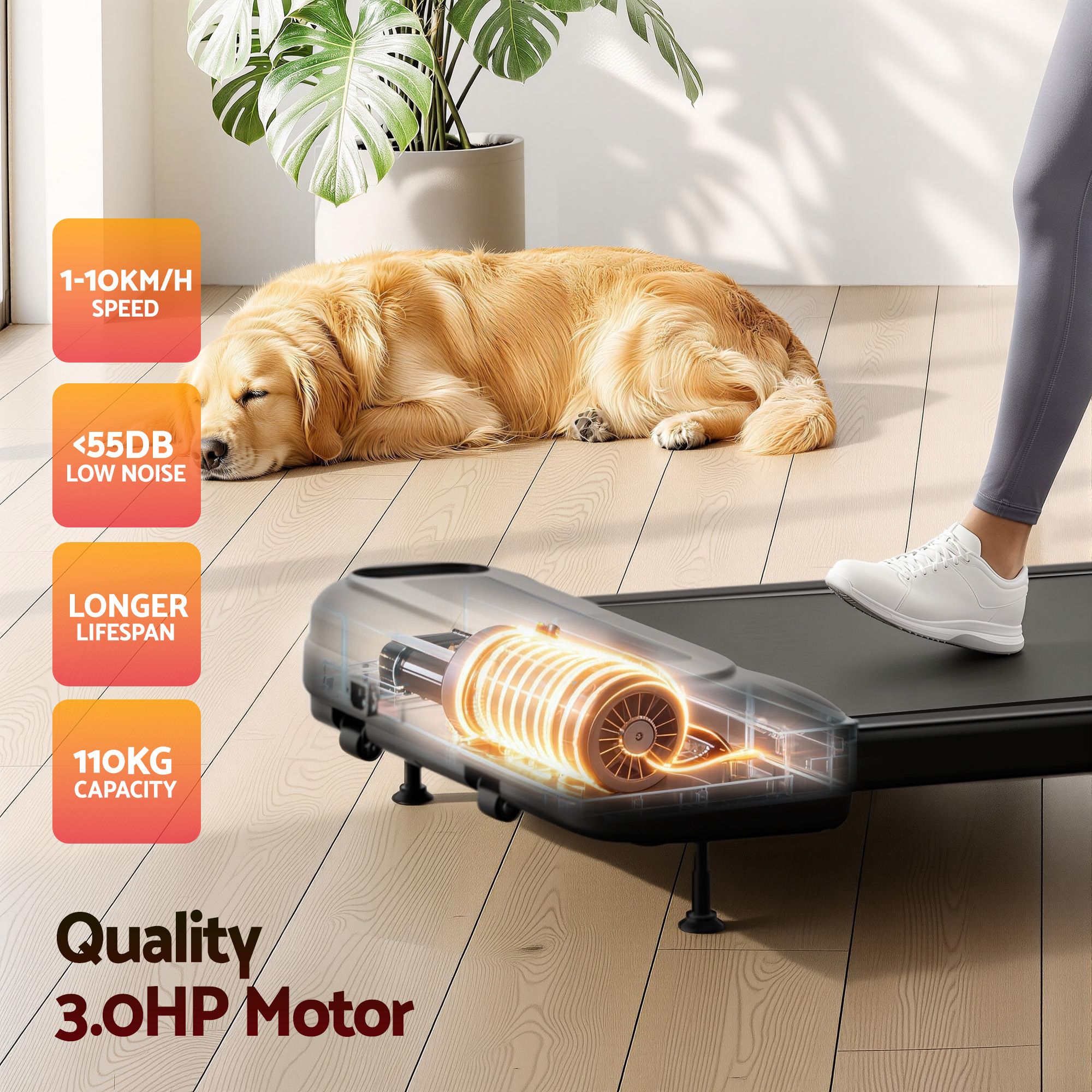 Everfit 3 in 1 Treadmill Electric Walking Pad with Incline Under Desk Home Gym