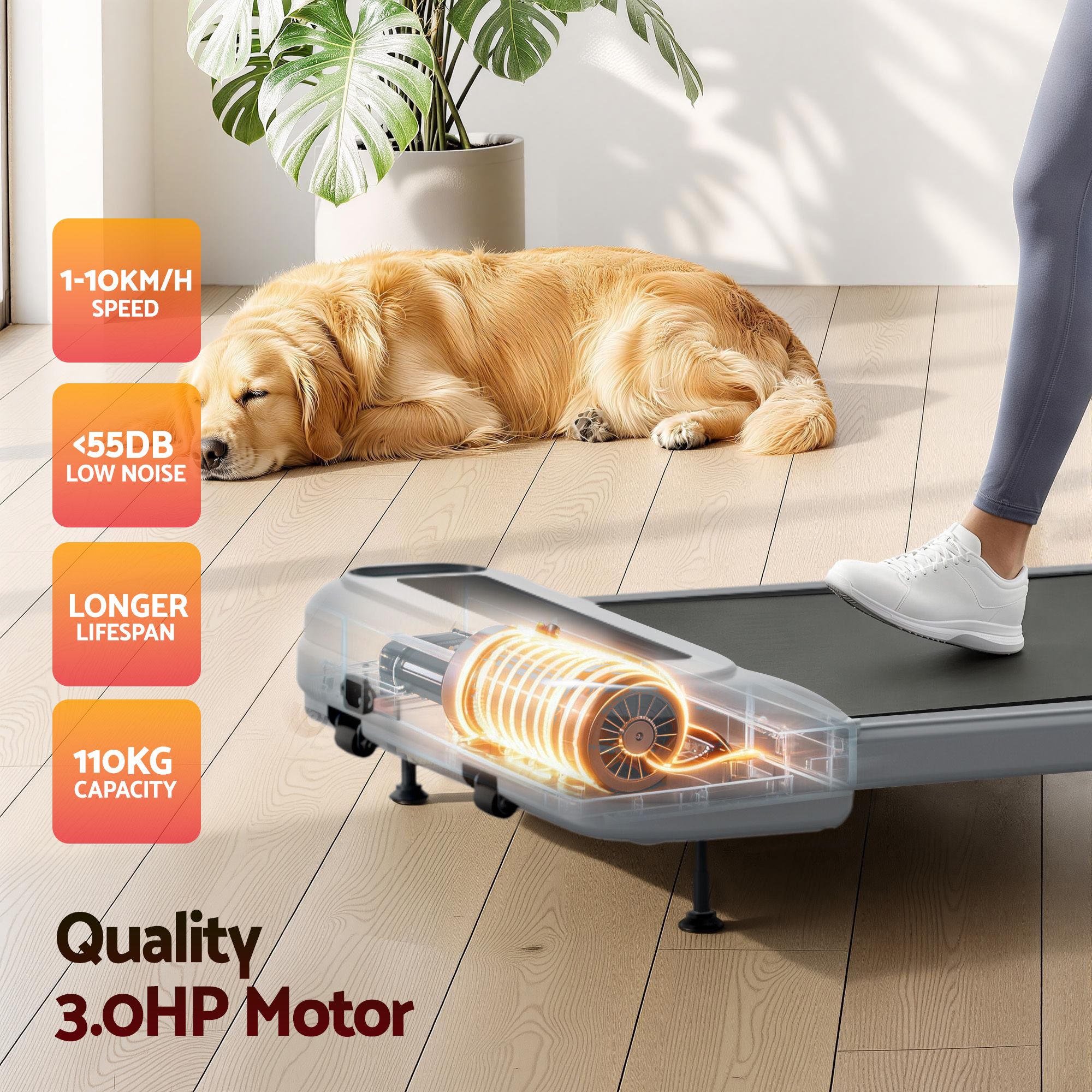 Everfit 3 in 1 Treadmill Electric Walking Pad with Incline Under Desk Home Gym