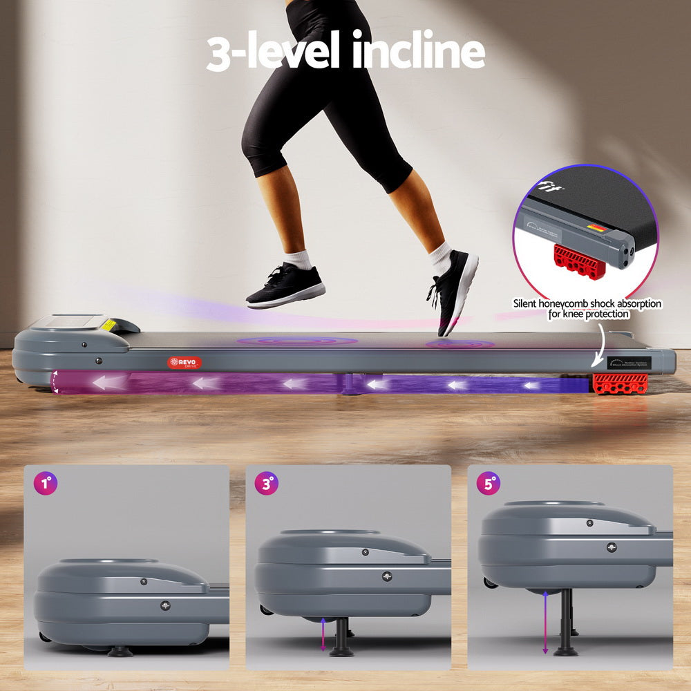 Everfit Treadmill Electric Walking Pad with Incline Under Desk Home Gym Grey