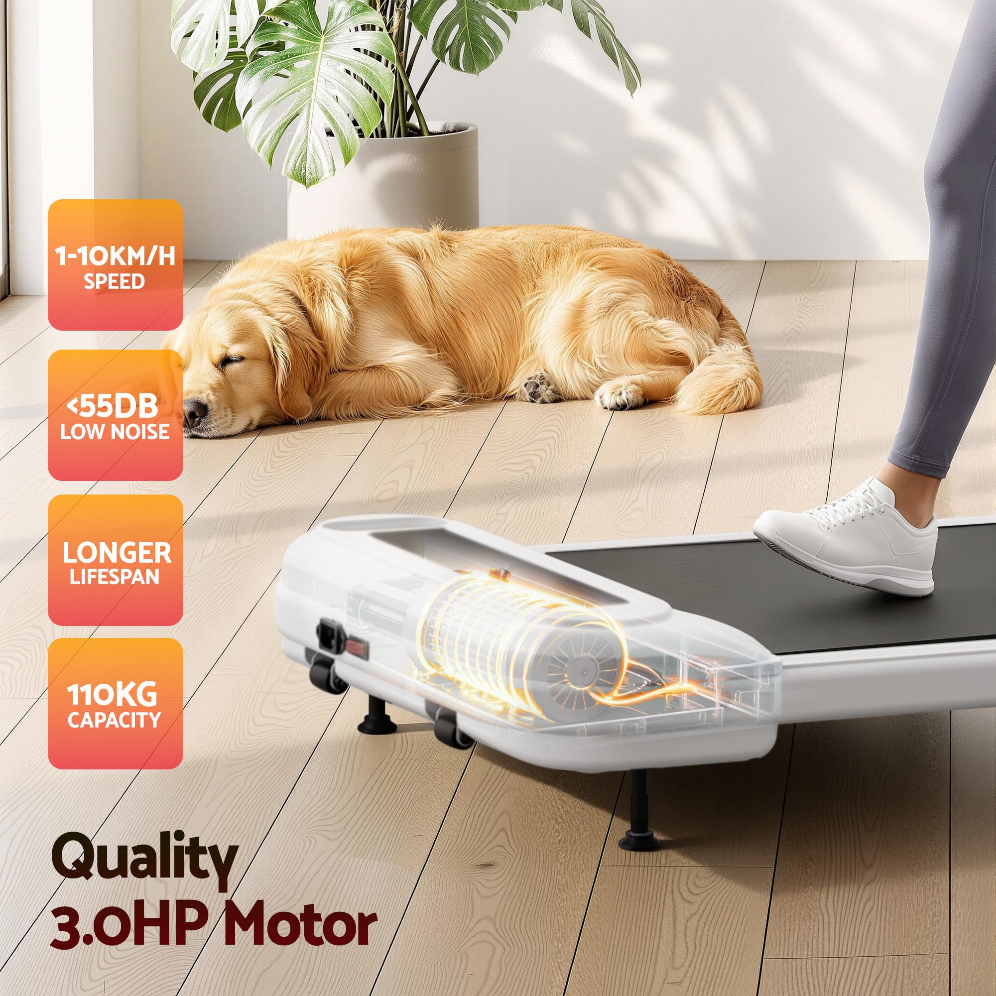 Everfit 3 in 1 Treadmill Electric Walking Pad with Incline Under Desk Home Gym