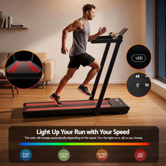 Everfit 3 in 1 Walking Pad Treadmill With Led Lights Foldable Under Desk Treadmills for Home Gym 40cm Wide Belt Black