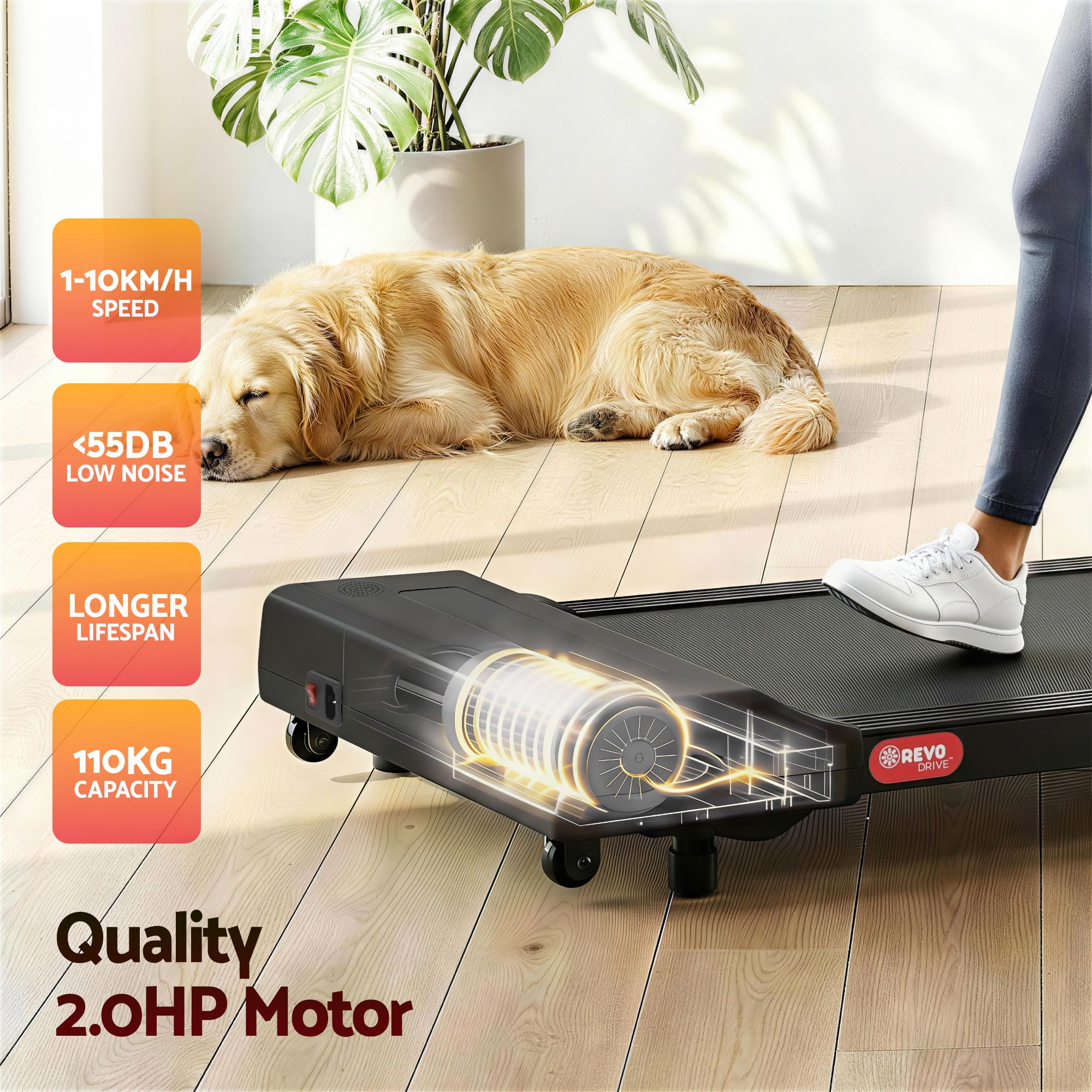 Everfit 2 in 1 Treadmill Electric Walking Pad Under Desk Home Gym Fitness 400mm