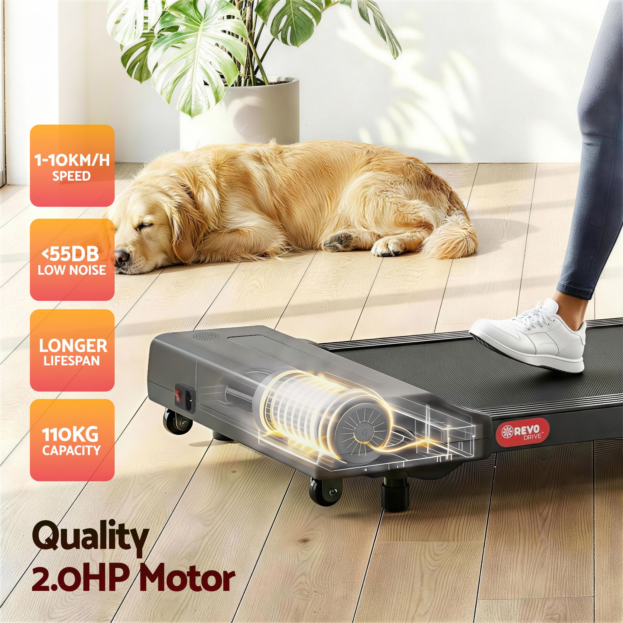Everfit 2 in 1 Treadmill Electric Walking Pad Under Desk Home Gym Fitness 400mm