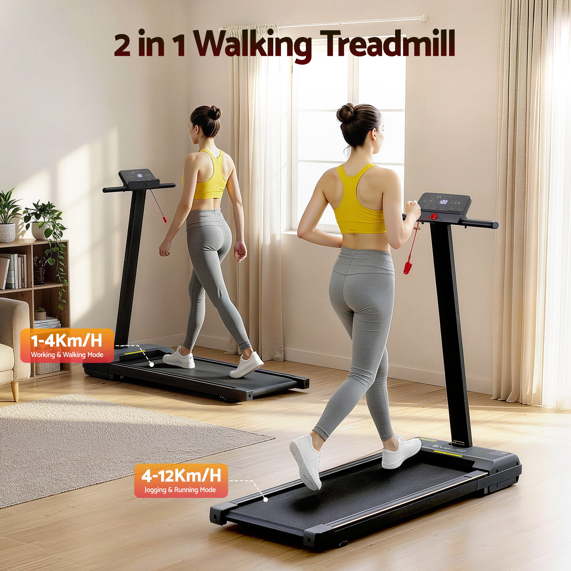 Everfit Walking Pad Treadmill 2 in 1 Foldable for Home Gym 40cm Wide Belt 12