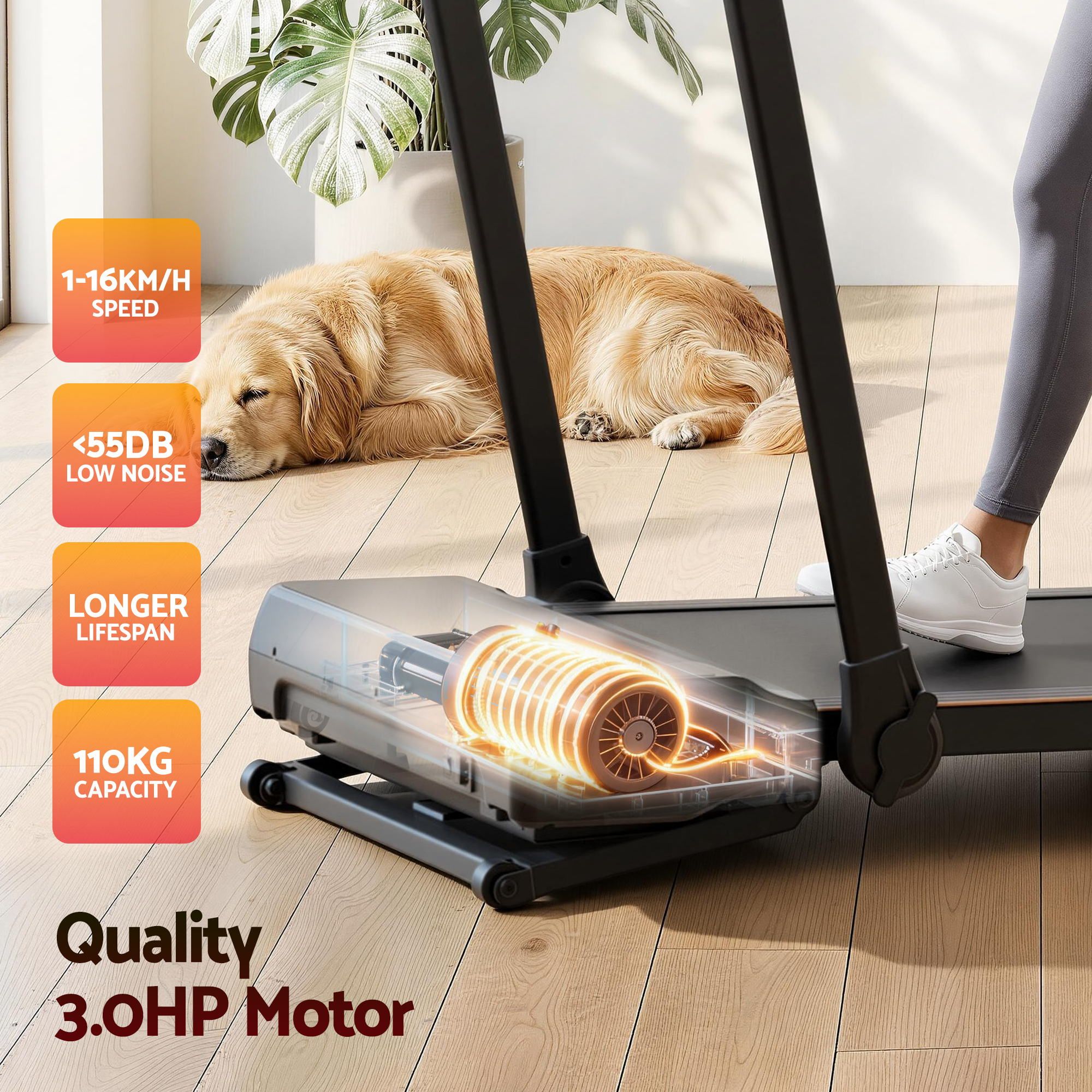 Everfit 3 in 1 Walking Pad Treadmill 20% Auto Incline Under Desk Foldable