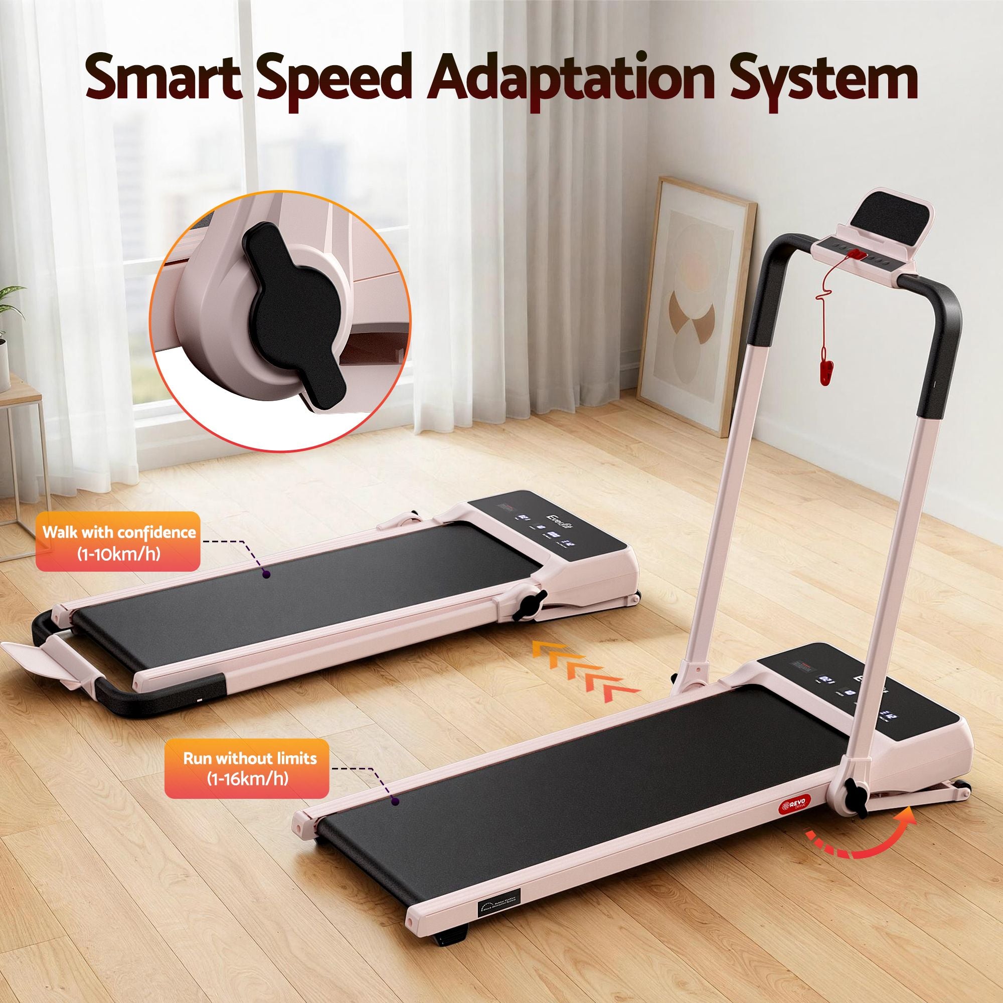 Everfit 3 in 1 Walking Pad Treadmill 20% Auto Incline Under Desk Foldable