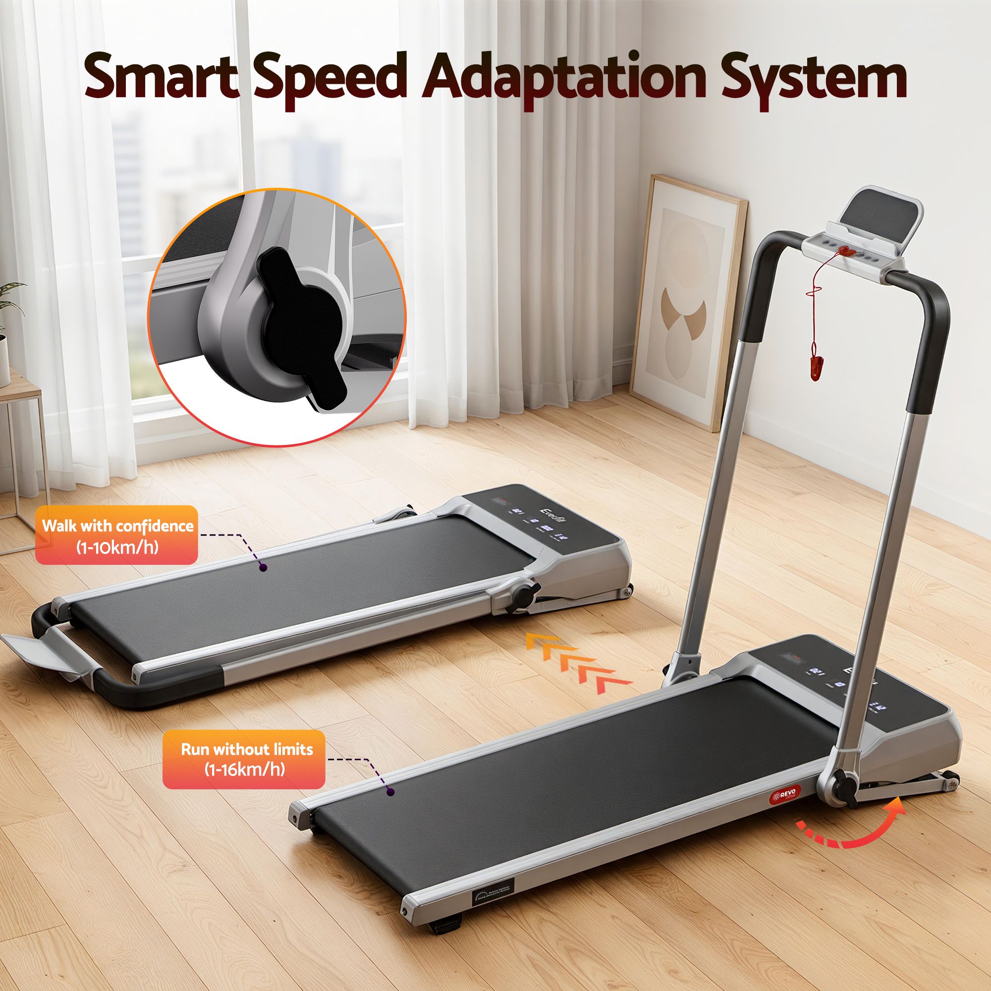 Everfit 3 in 1 Walking Pad Treadmill 20% Auto Incline Under Desk Foldable