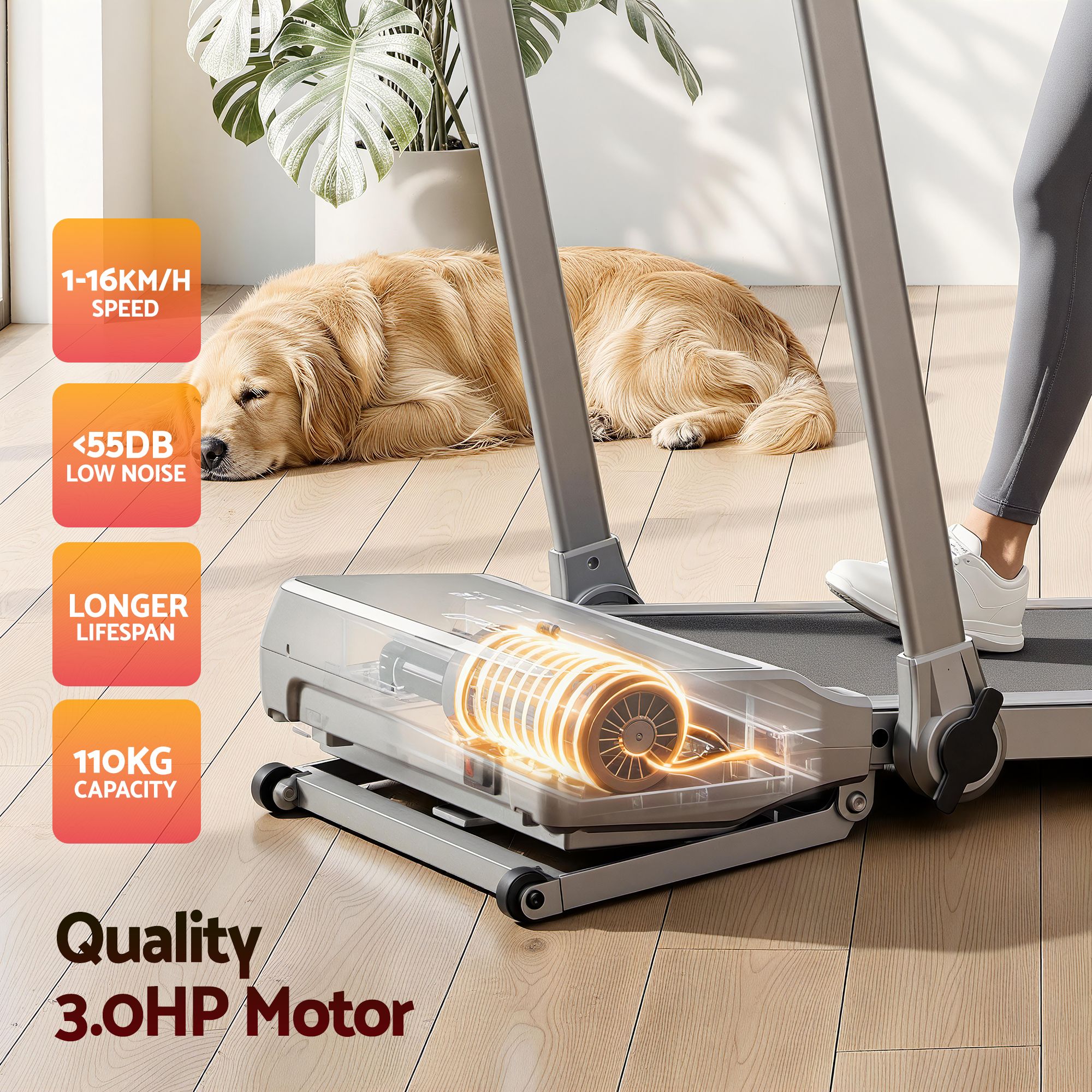 Everfit 3 in 1 Walking Pad Treadmill 20% Auto Incline Under Desk Foldable