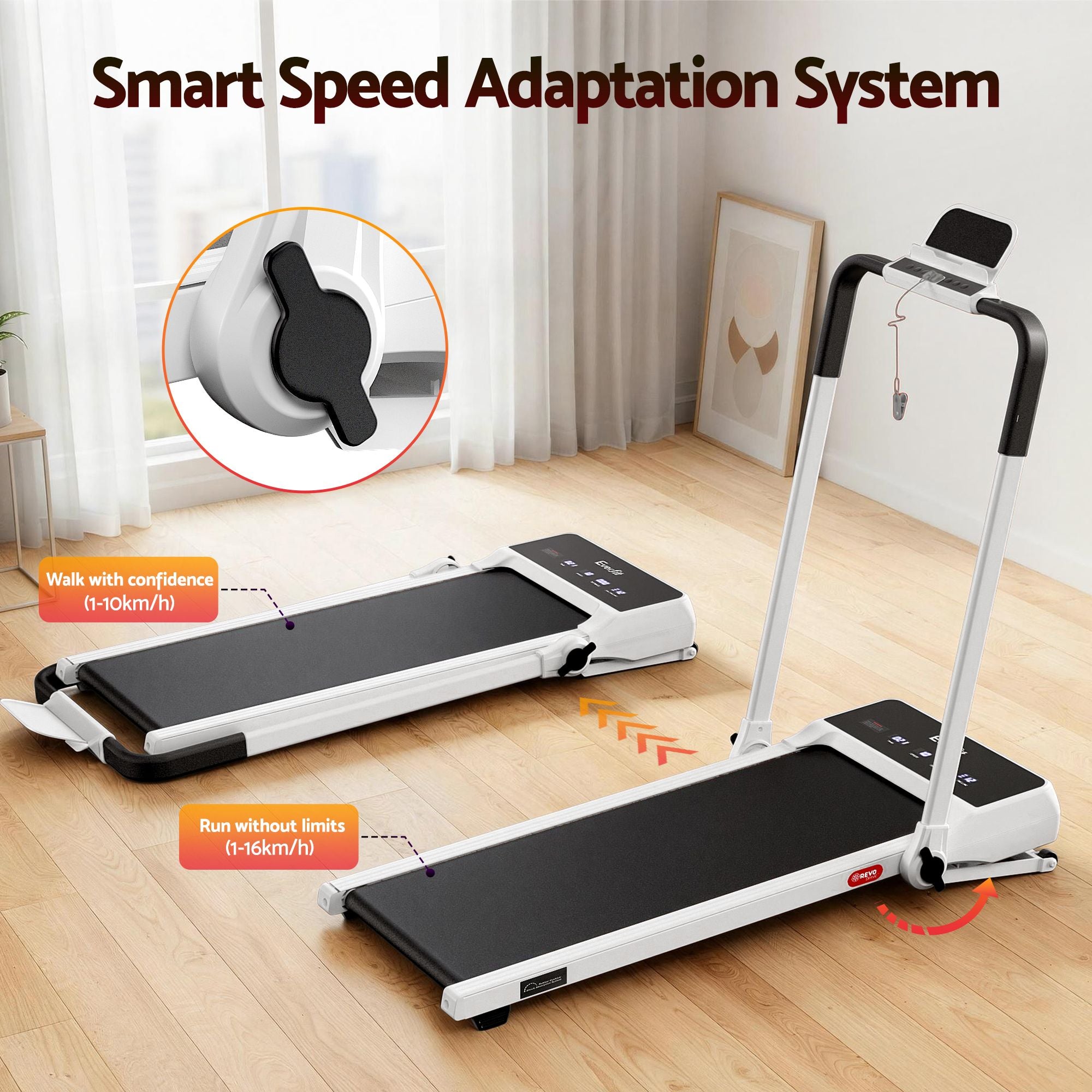 Everfit 3 in 1 Walking Pad Treadmill 20% Auto Incline Under Desk Foldable