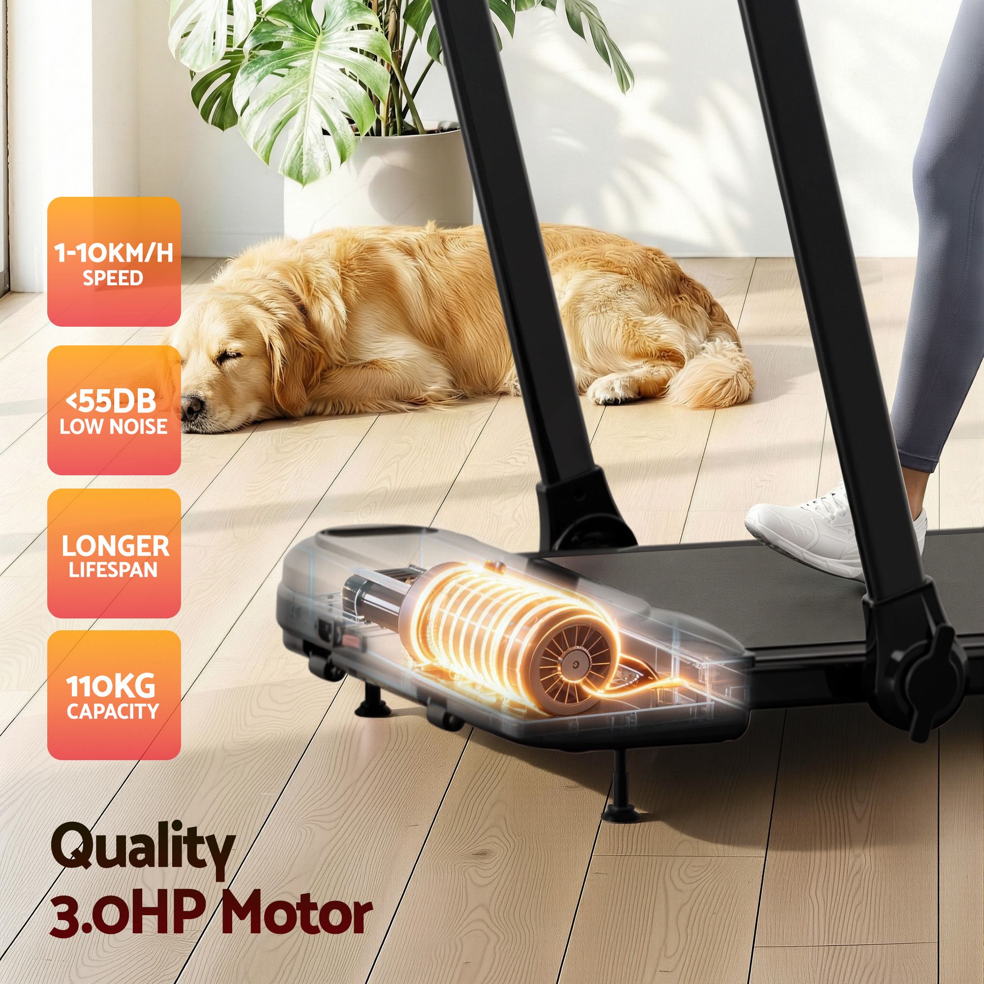Everfit 3 in1 Treadmill Electric Walking Pad with Incline Foldable for Home Gym