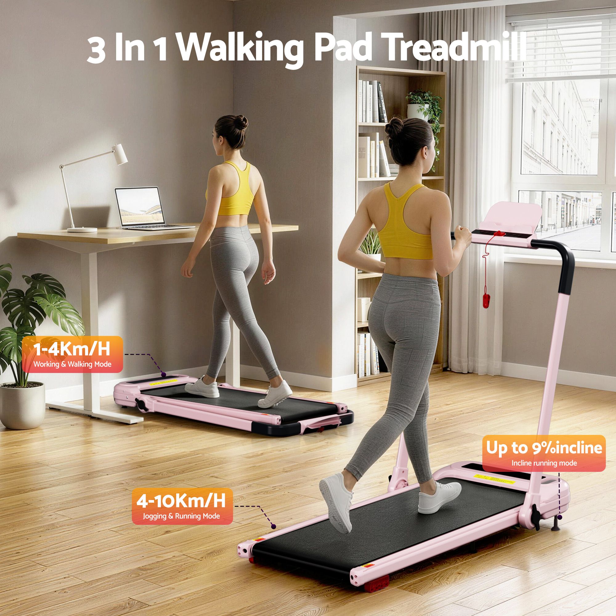 Everfit 3 in 1 Treadmill Electric Walking Pad with Incline Foldable for Home Gym