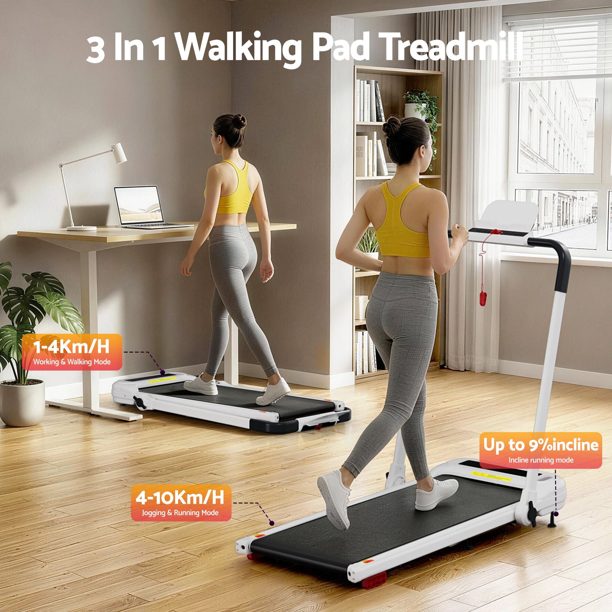 Everfit 3 in 1 Treadmill Electric Walking Pad with Incline Foldable for Home Gym
