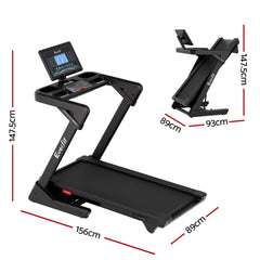 Everfit 500mm Wide Belt Treadmill 30% Auto Incline Foldable Treadmills for Home with LED Lights