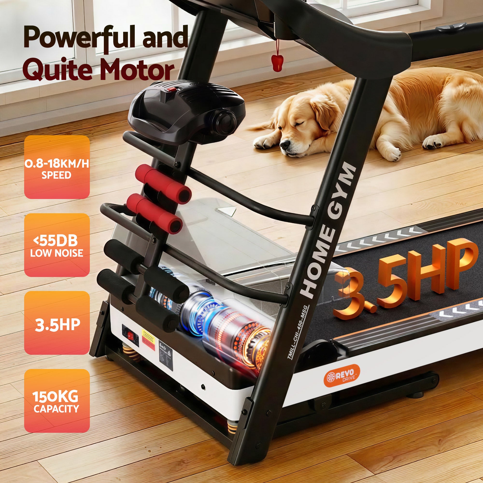 Everfit Treadmill Electric Home Gym Fitness Exercise Machine w/ Massager 450mm