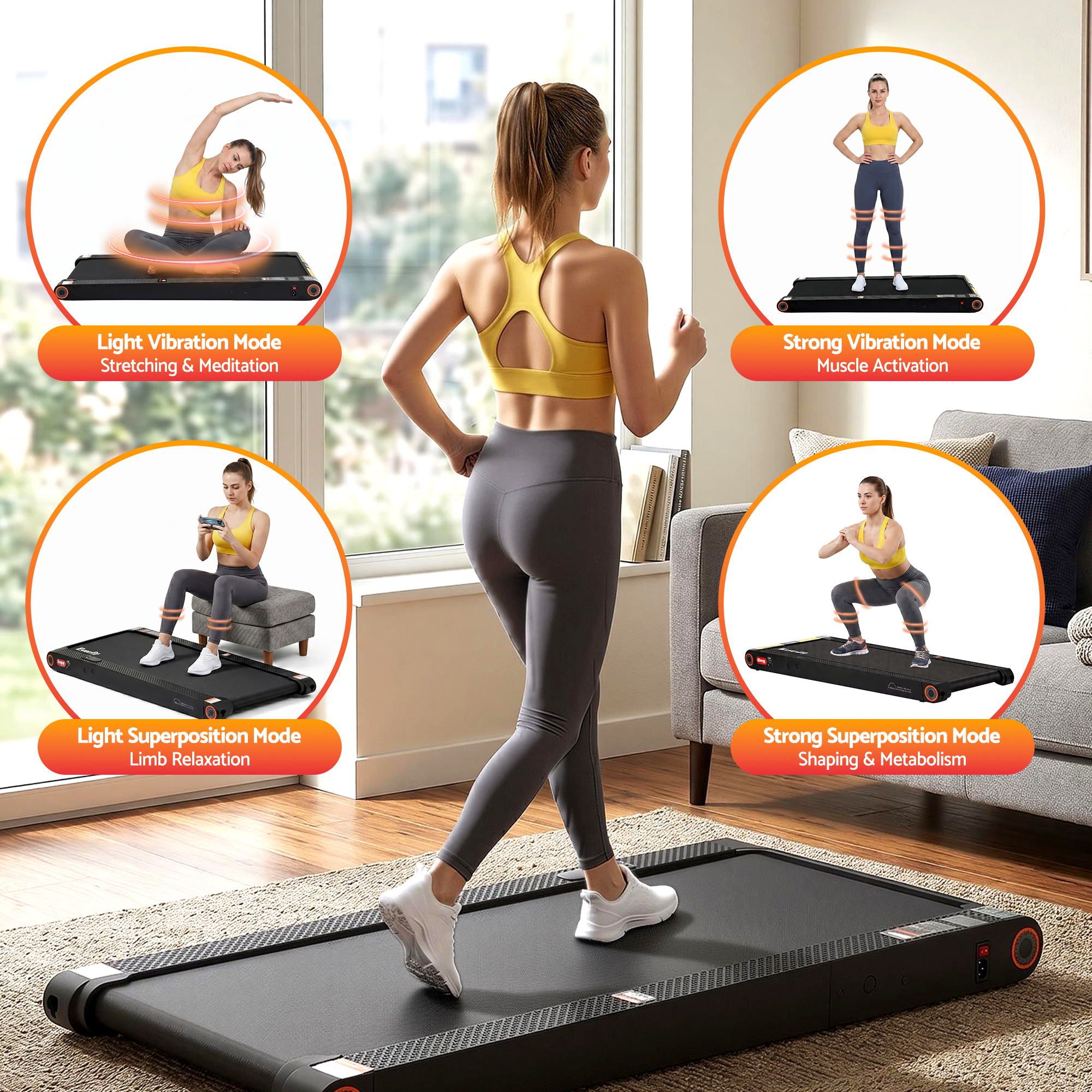 Everfit 4 in 1 Vibration Walking Pad Treadmill Under Desk Treadmills for Home