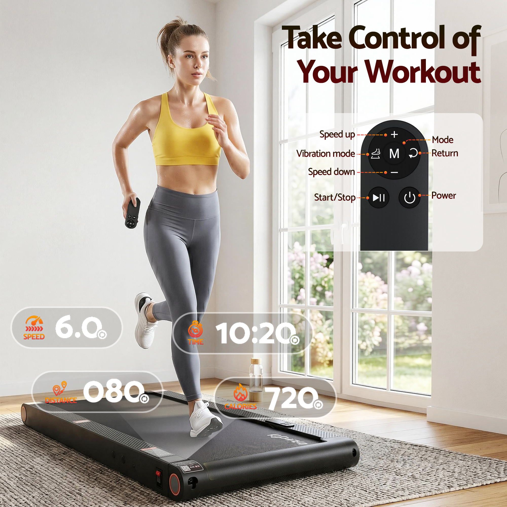 Everfit 4 in 1 Vibration Walking Pad Treadmill Under Desk Treadmills for Home