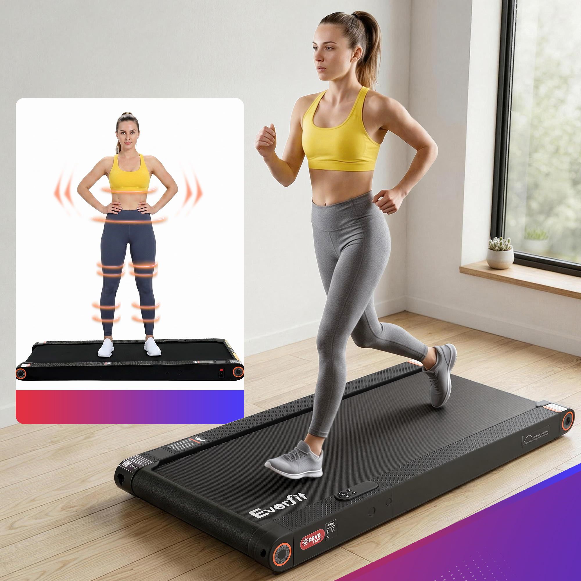 Everfit 4 in 1 Vibration Walking Pad Treadmill Under Desk Treadmills for Home