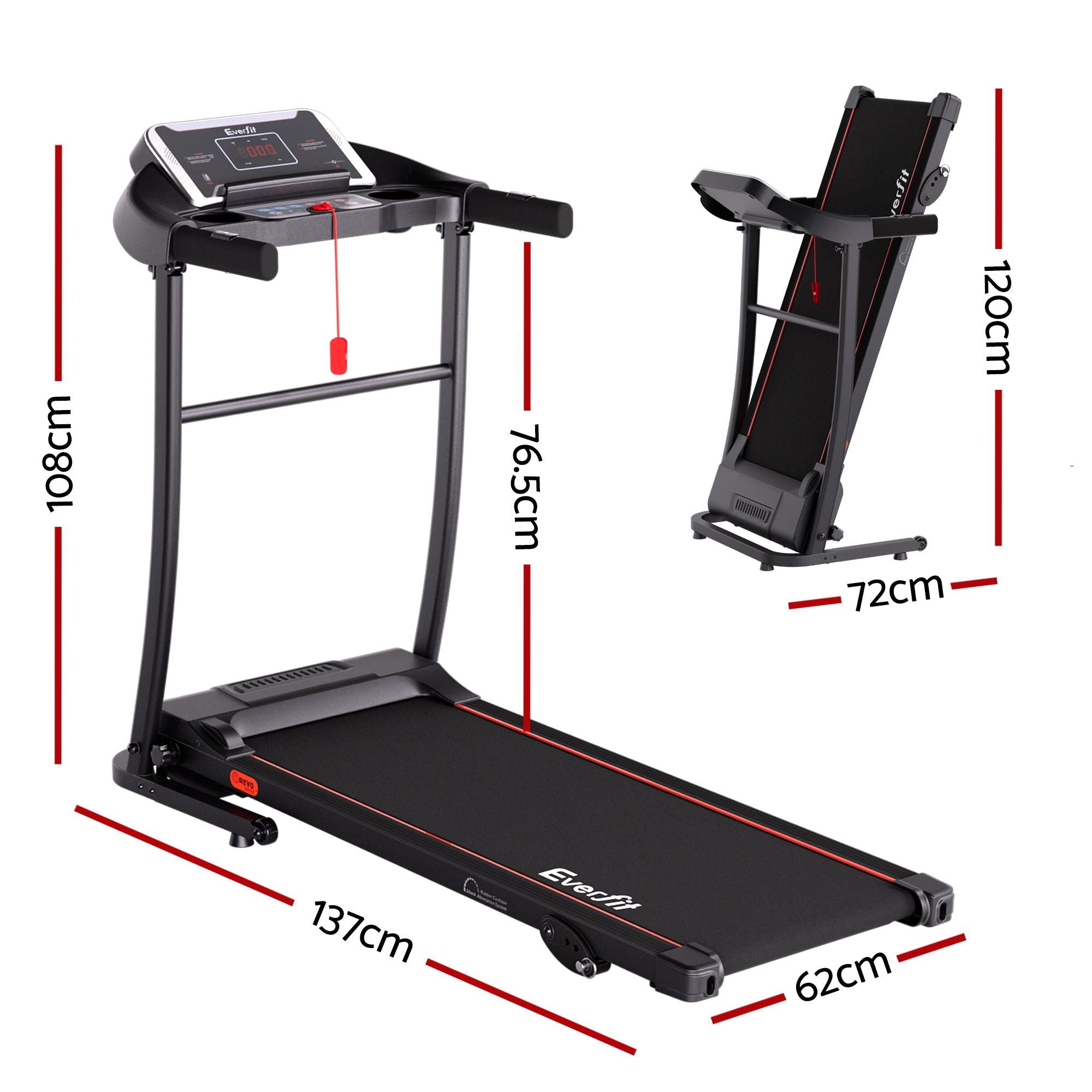 Everfit Treadmill Electric Home Gym Fitness Exercise Machine Incline 400mm