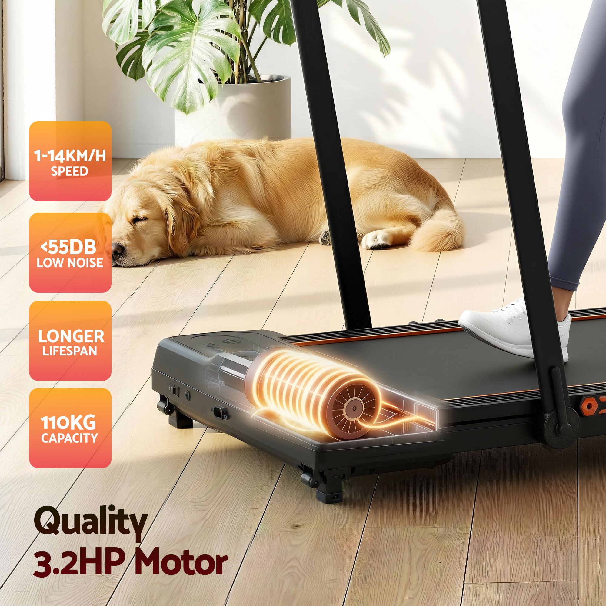 Everfit 3 in 1 Treadmill Electric Walking Pad Auto Incline Foldable for Home Gym