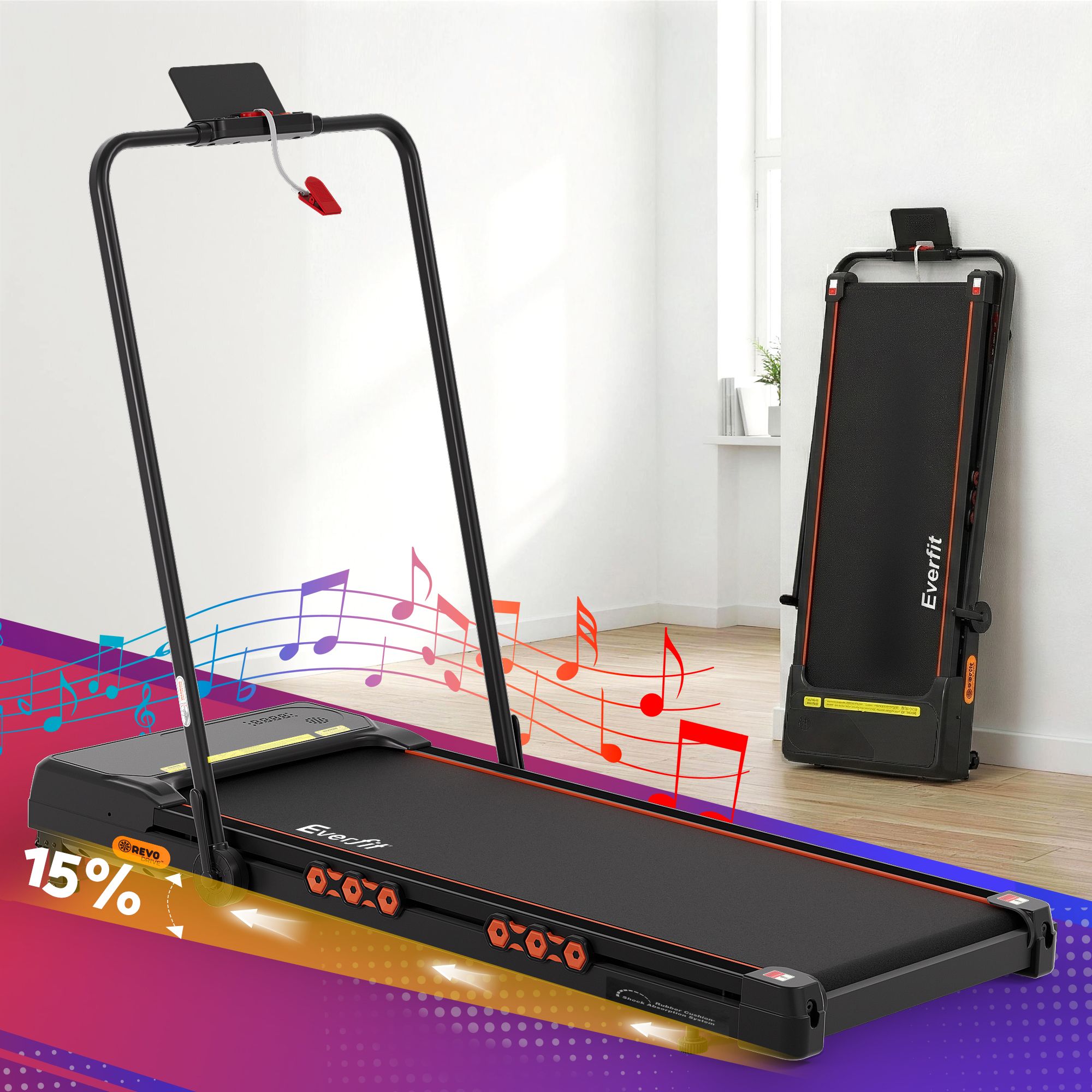 Everfit 3 in 1 Treadmill Electric Walking Pad Auto Incline Foldable for Home Gym