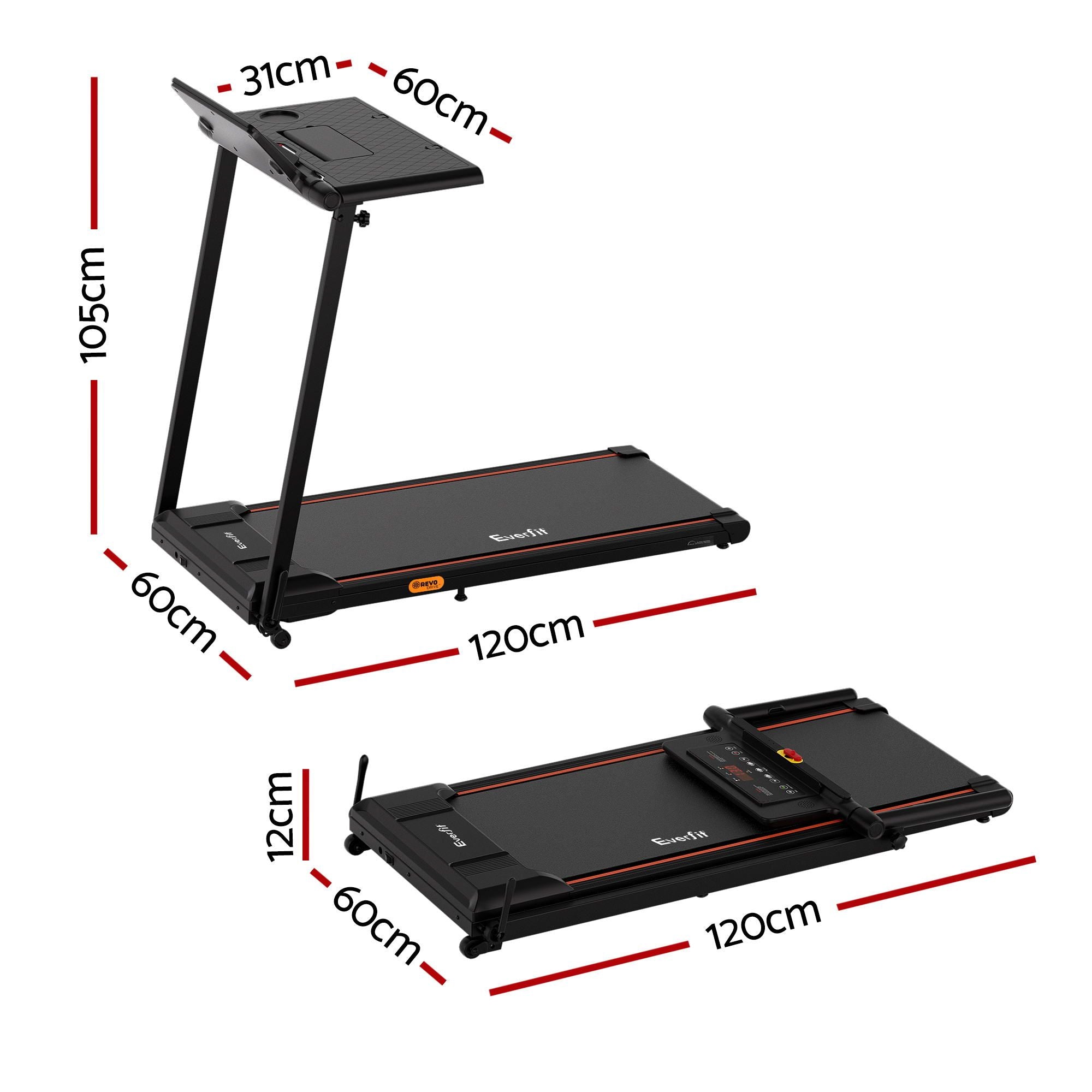 Everfit Treadmill Electric Walking Pad Foldable Incline for Home Office Gym