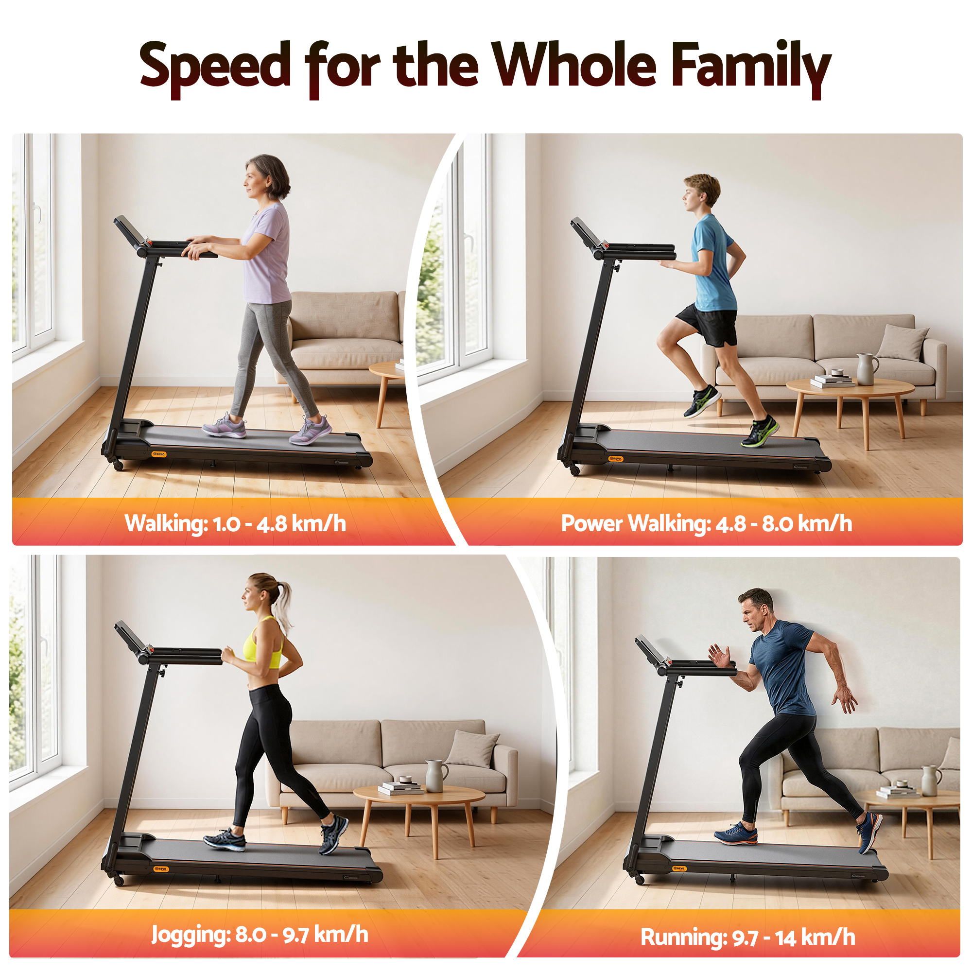 Everfit Treadmill Electric Walking Pad Foldable Incline for Home Office Gym