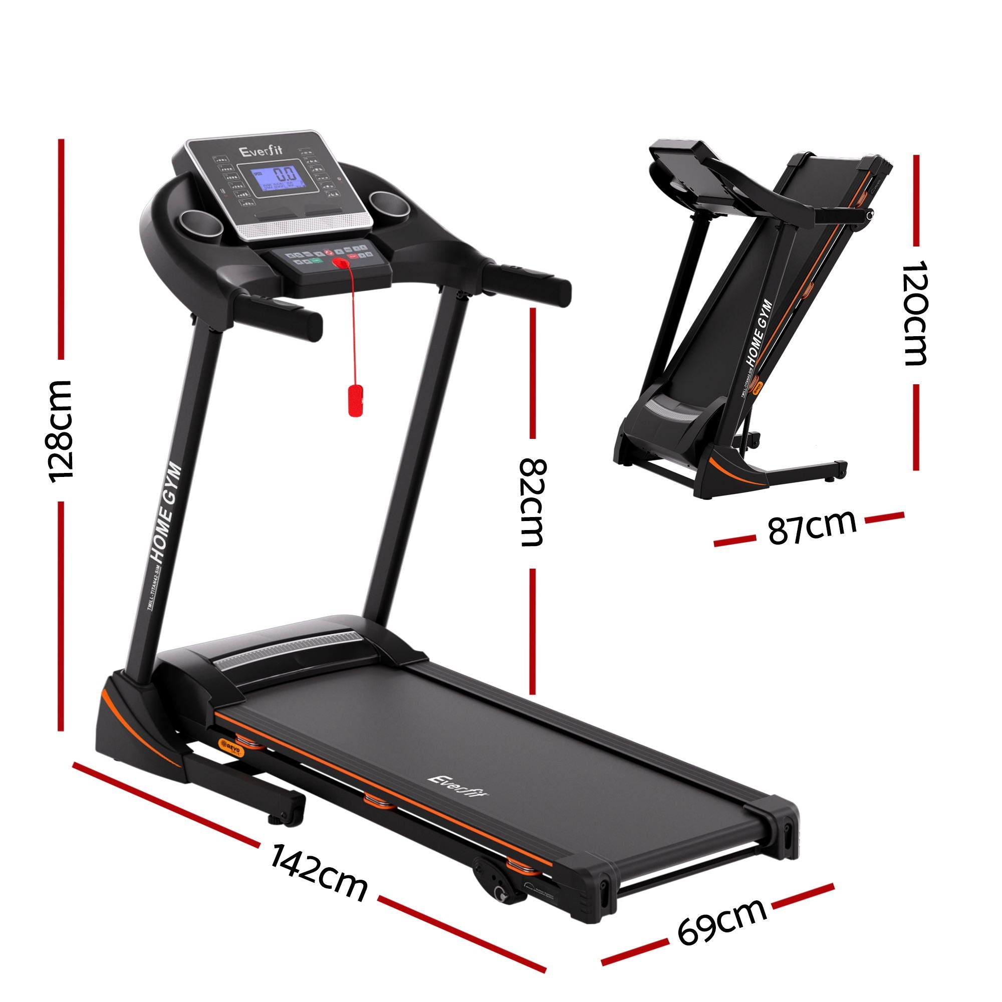 Everfit Treadmill Electric Home Gym Fitness Exercise Machine Hydraulic 420mm