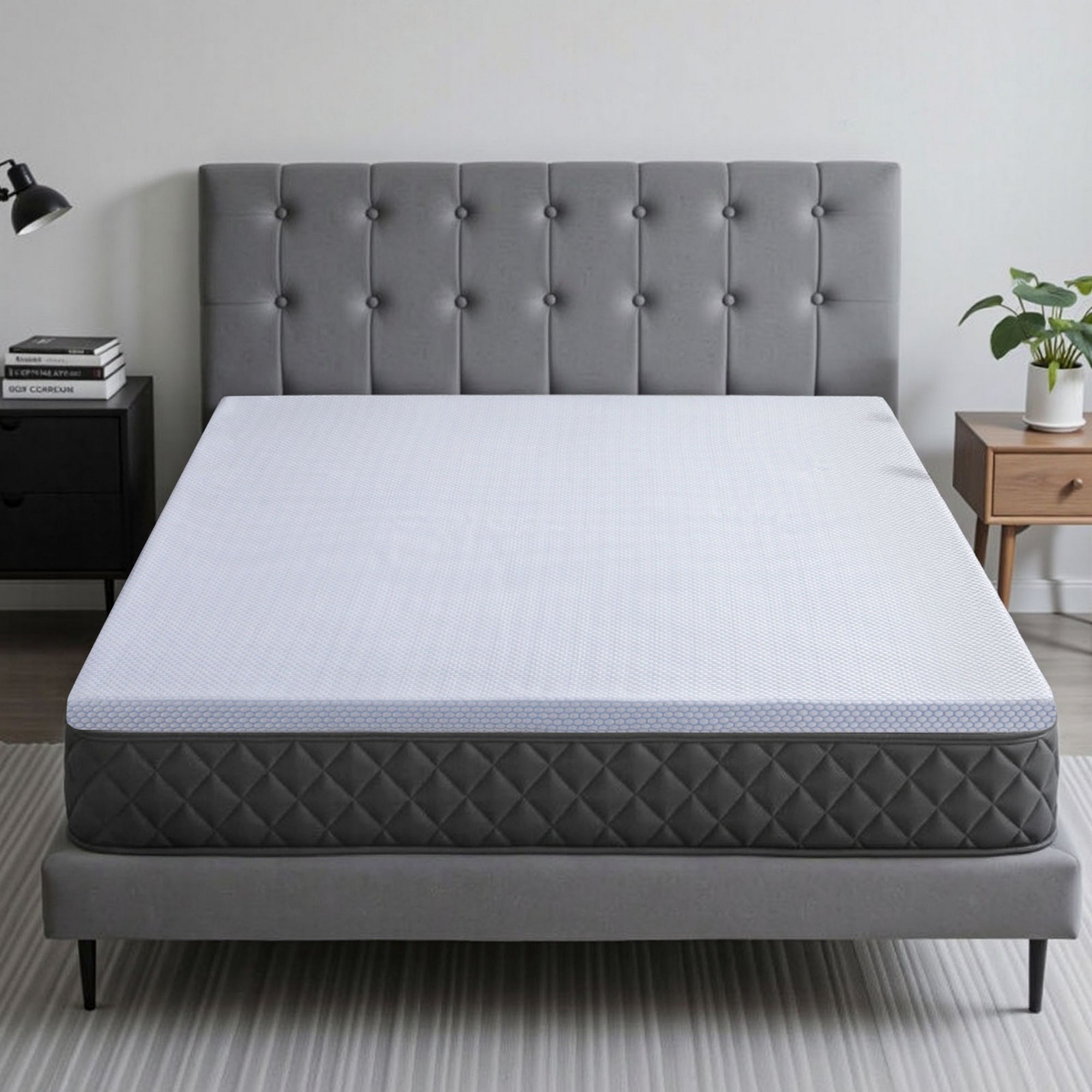 Giselle Bedding Latex Topper 100% Natural Latex Toppers 7-zone w/Ice Silk Cool-touch Fabric Cooling Cover Double 5cm