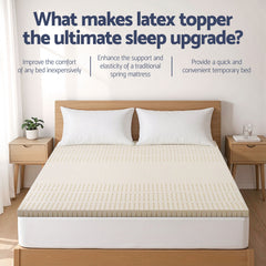 Giselle Bedding Latex Topper 100% Natural Latex Toppers 7-zone w/Ice Silk Cool-touch Fabric Cooling Cover Queen 5cm