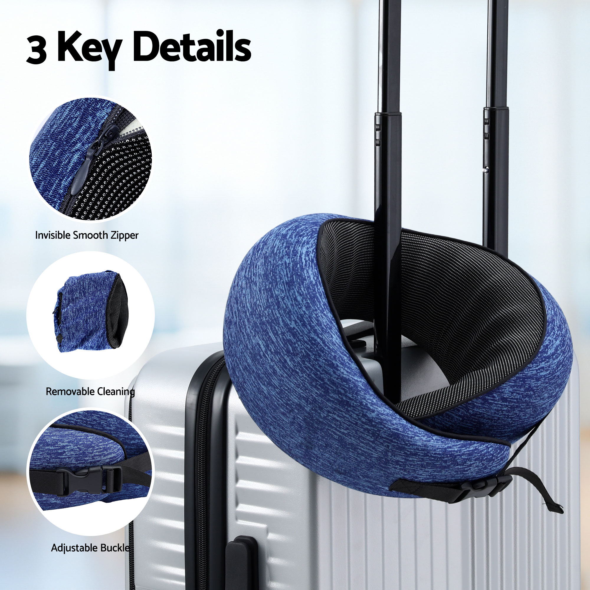 Wanderlite Travel Pillows for Airplanes Ergonomic Memory Foam Neck Pillow, Breathable & Washable Cover, Travel Bag Included, Airplane Pillow for Airpl