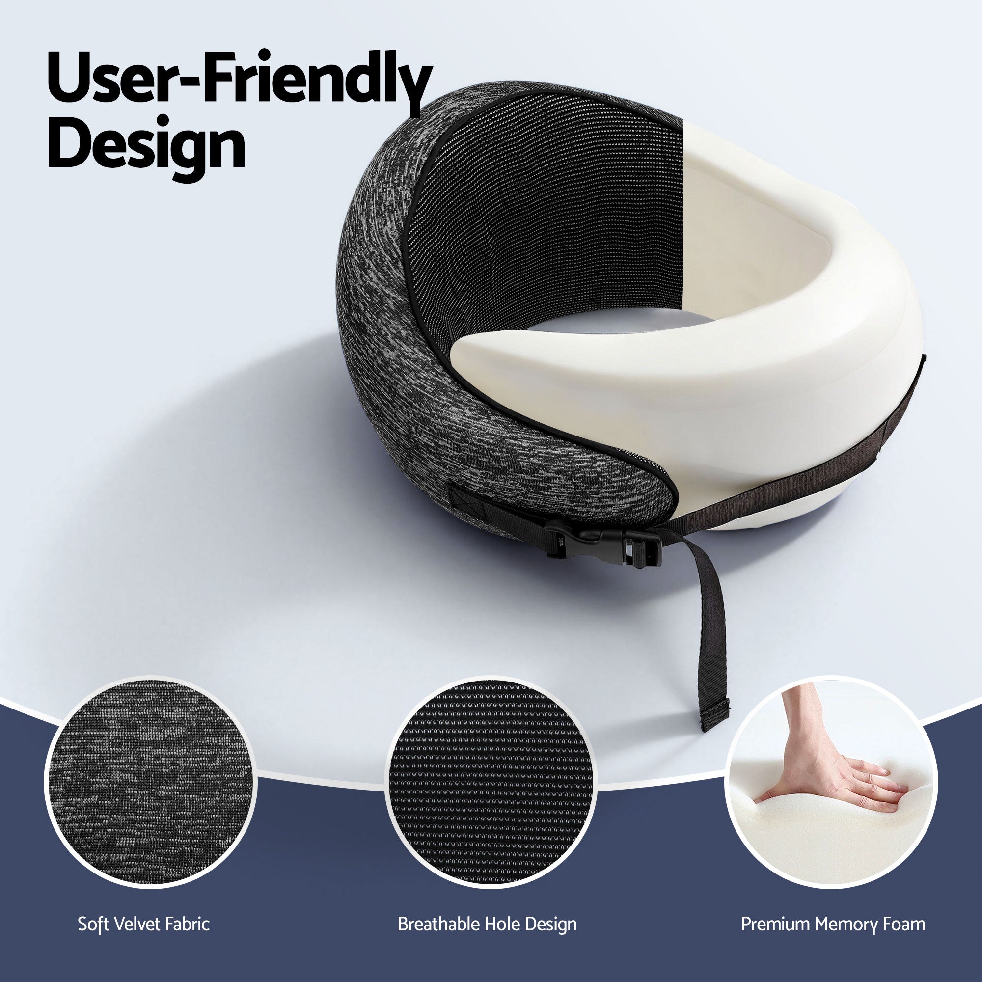 Wanderlite Travel Pillows for Airplanes Ergonomic Memory Foam Neck Pillow, Breathable & Washable Cover, Travel Bag Included, Airplane Pillow for Airpl