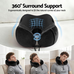 Wanderlite Travel Pillow for Airplanes Memory Foam Neck Pillows for Traveling, Soft & Washable Cover with Storage Bag, Portable Plane Accessories for