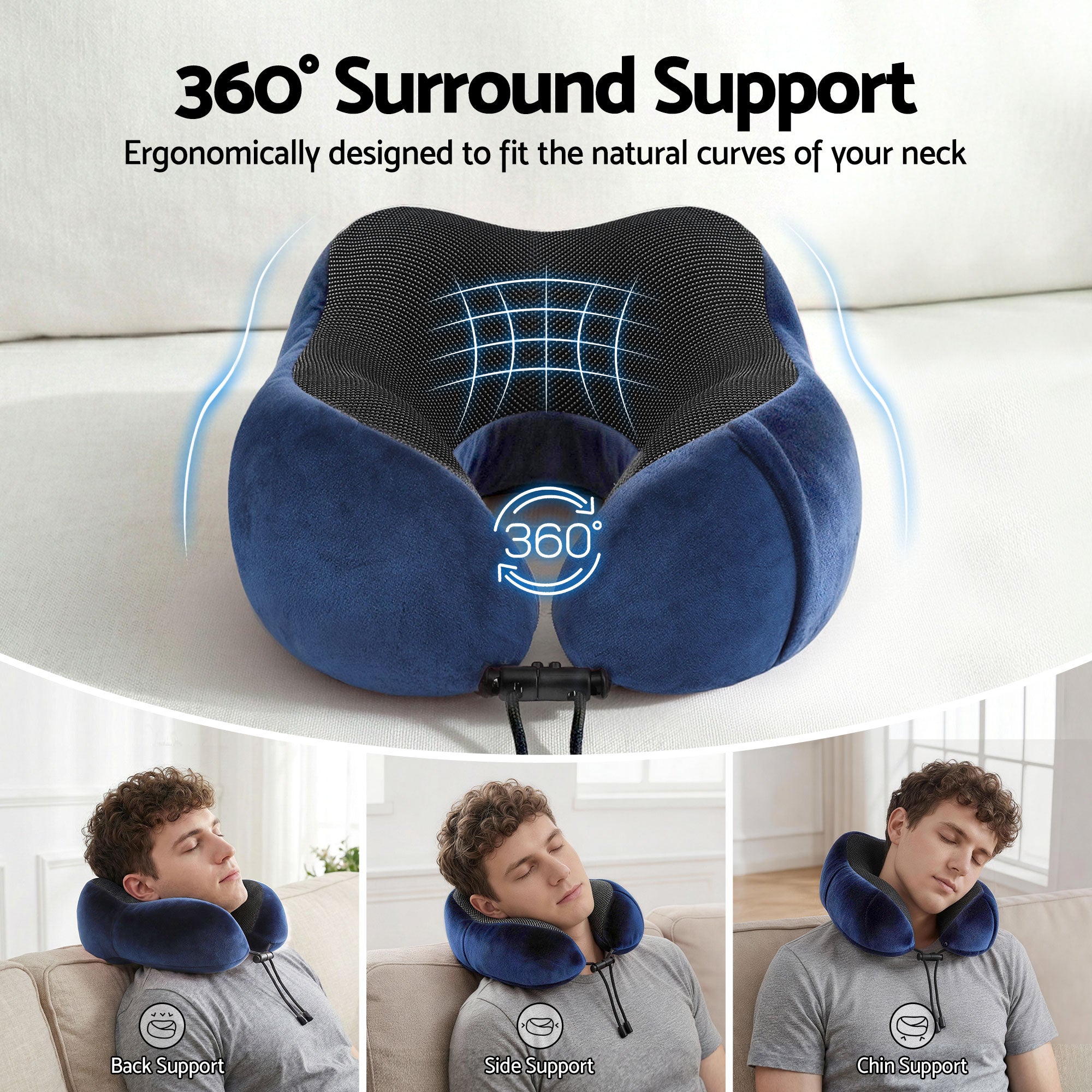 Wanderlite Travel Pillow for Airplanes Memory Foam Neck Pillows for Traveling, Soft & Washable Cover with Storage Bag, Portable Plane Accessories for