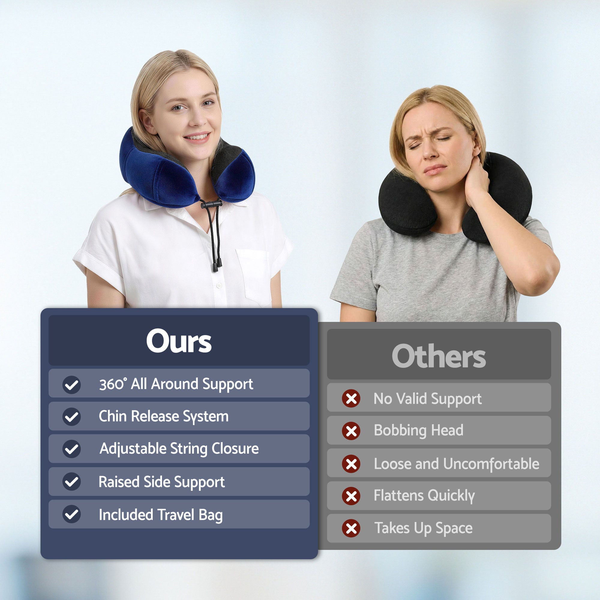 Wanderlite Travel Pillow for Airplanes Memory Foam Neck Pillows for Traveling, Soft & Washable Cover with Storage Bag, Portable Plane Accessories for