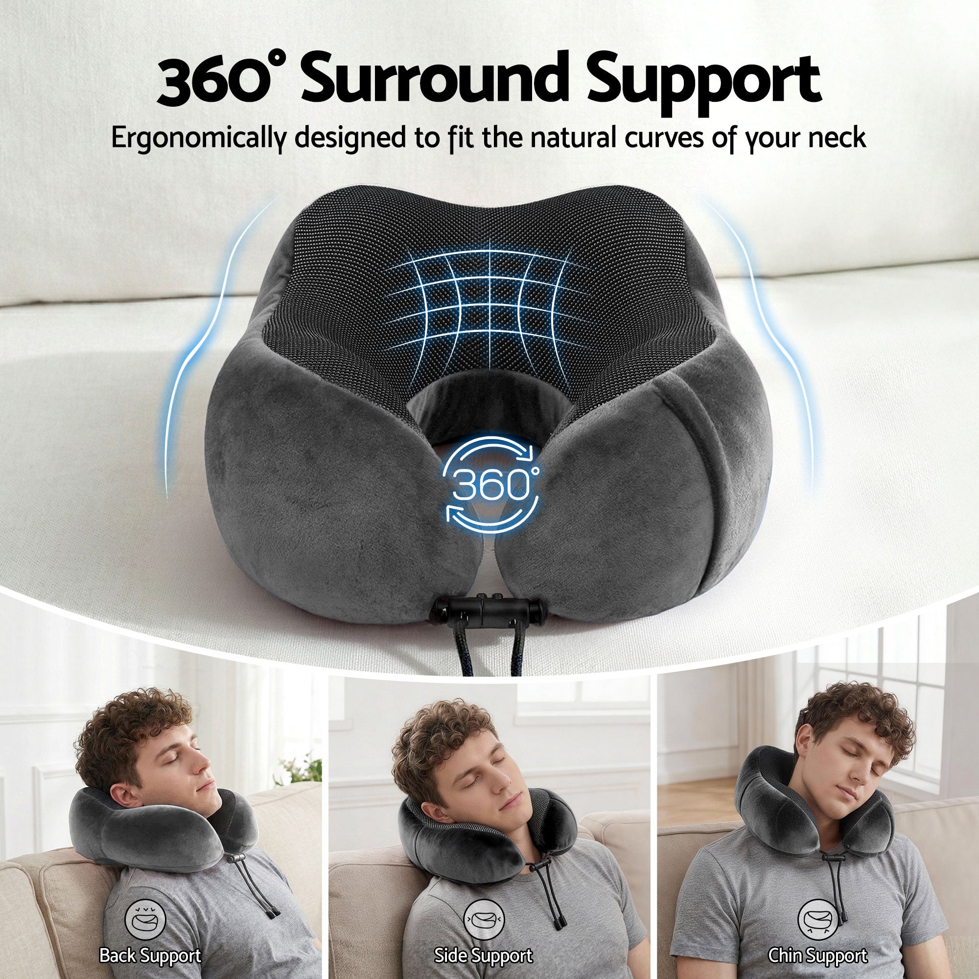 Wanderlite Travel Pillow for Airplanes Memory Foam Neck Pillows for Traveling, Soft & Washable Cover with Storage Bag, Portable Plane Accessories for