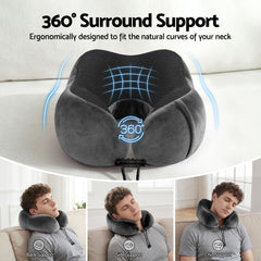 Wanderlite Travel Pillow for Airplanes Memory Foam Neck Pillows for Traveling, Soft & Washable Cover with Storage Bag, Portable Plane Accessories for