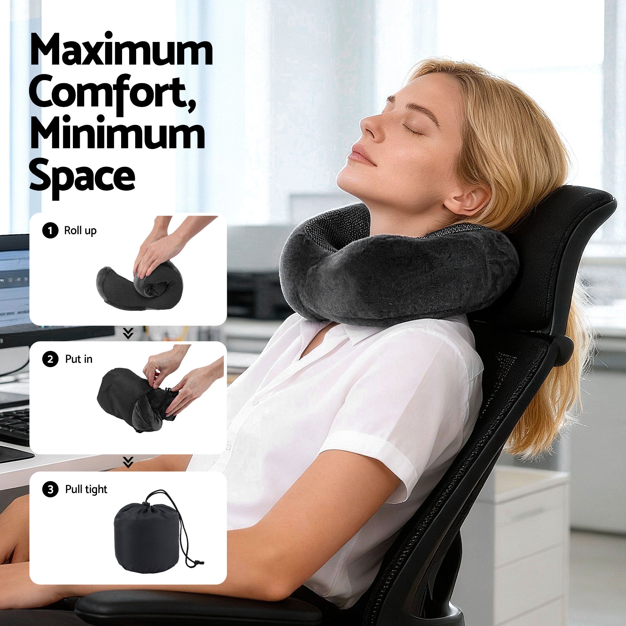 Wanderlite Travel Pillow for Airplanes Memory Foam Neck Pillows for Traveling, Soft & Washable Cover with Storage Bag, Portable Plane Accessories for