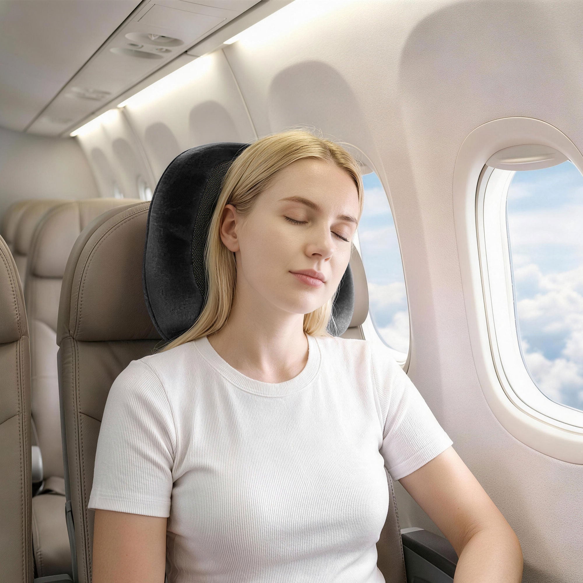 Wanderlite Travel Pillow for Airplanes Memory Foam Neck Pillows for Traveling, Soft & Washable Cover with Storage Bag, Portable Plane Accessories for